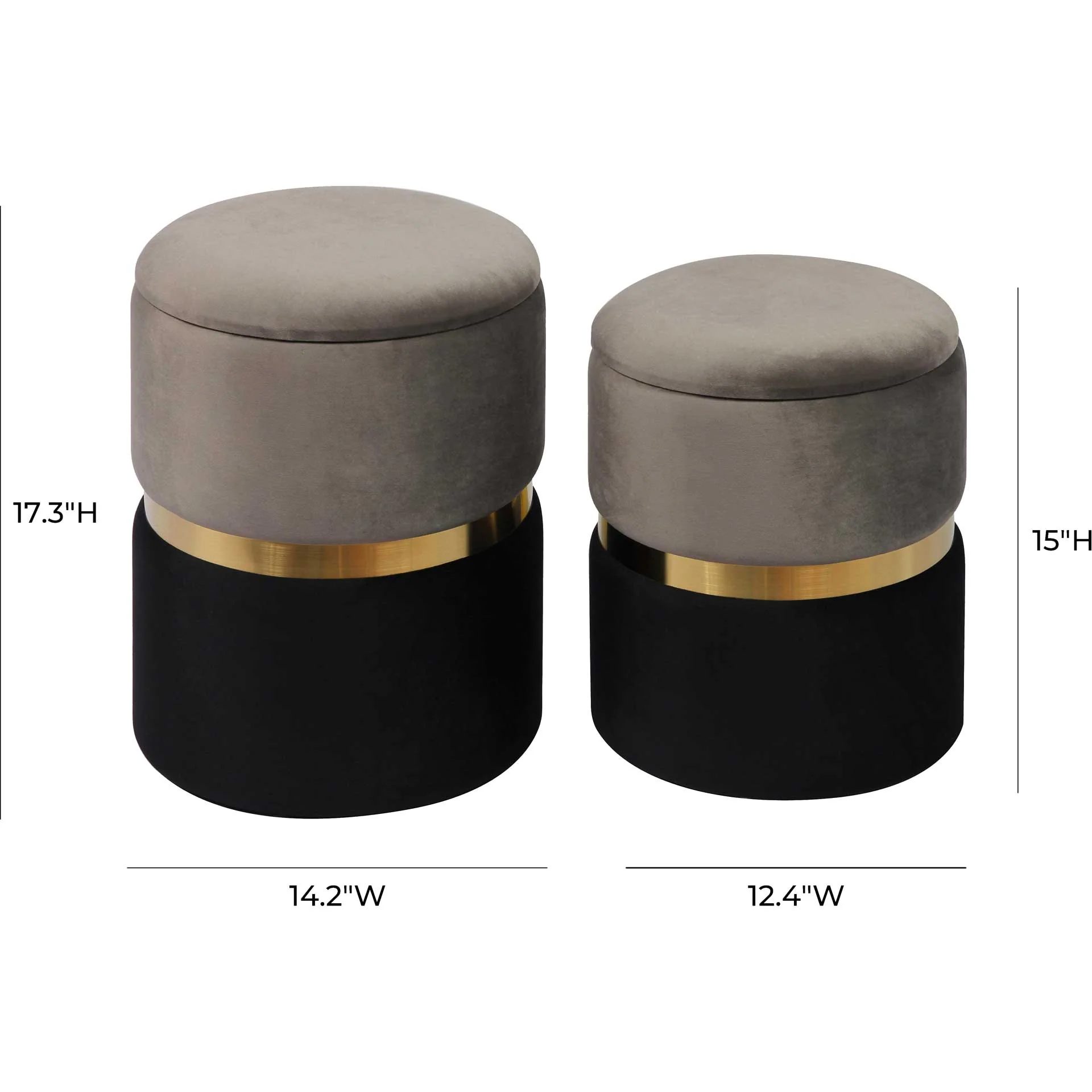 Gianna Velvet Storage Ottomans Gray - Image 5