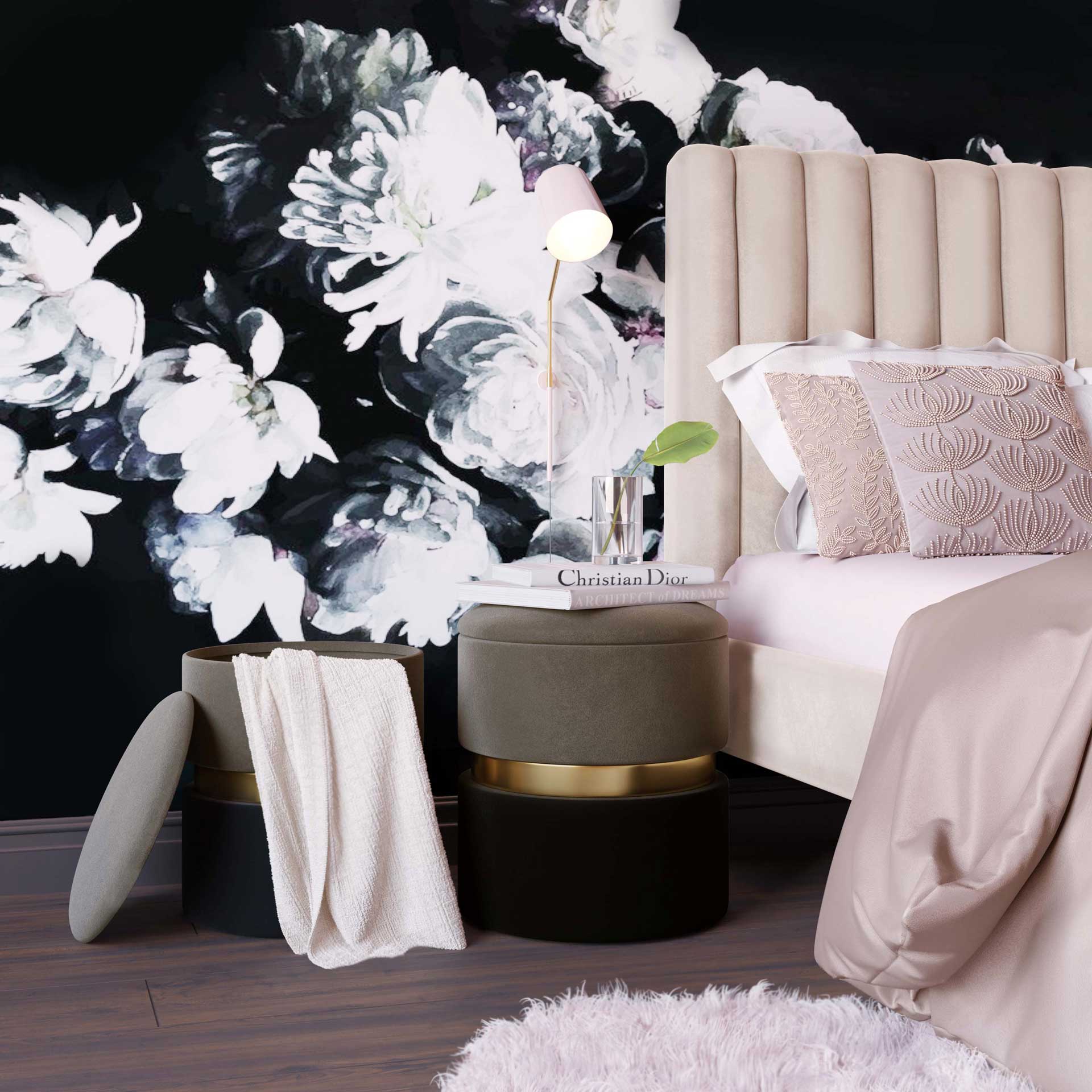 Gianna Velvet Storage Ottomans Gray - Image 6