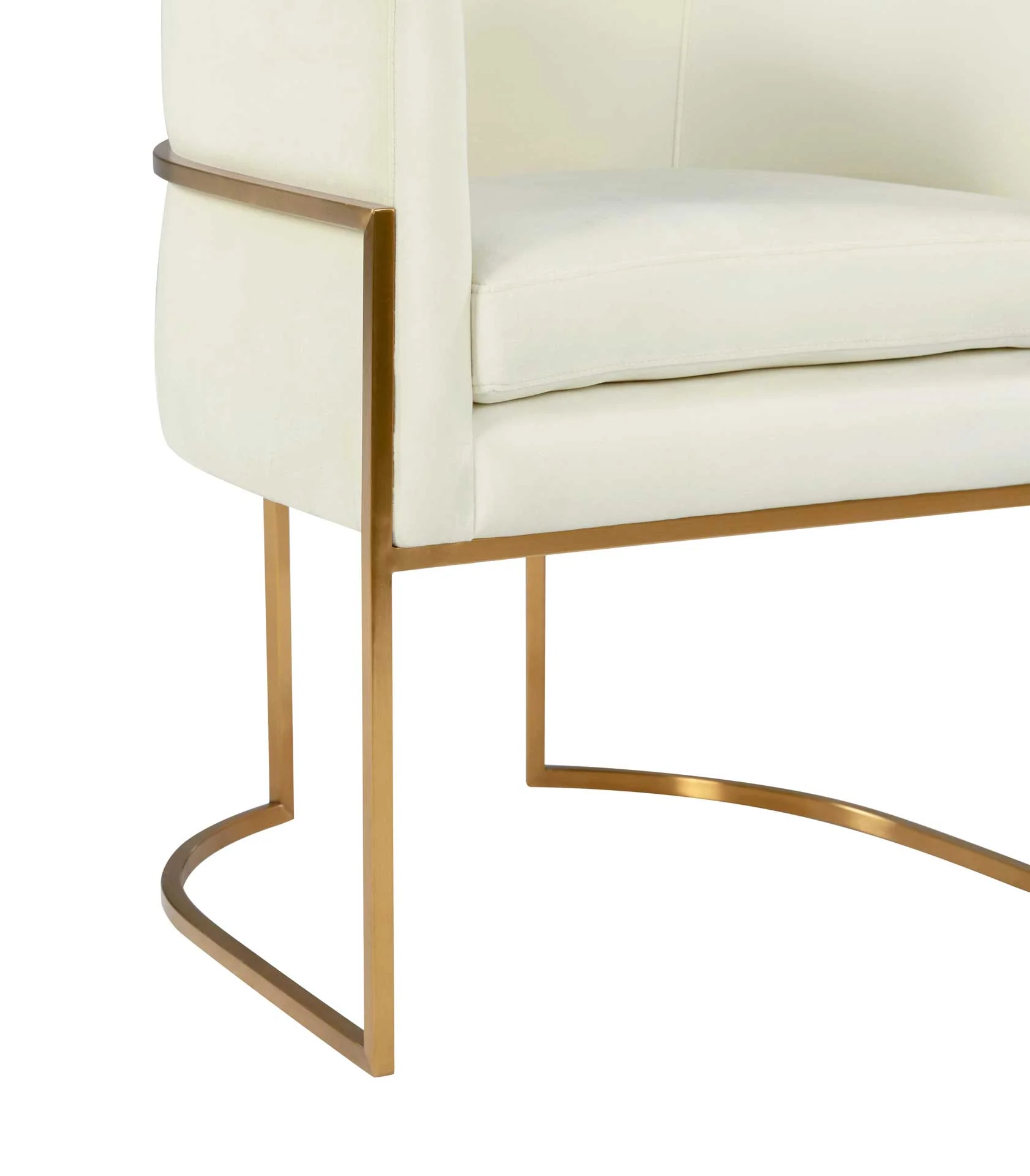 Gianni Gold Leg Velvet Dining Chair Cream - Image 4