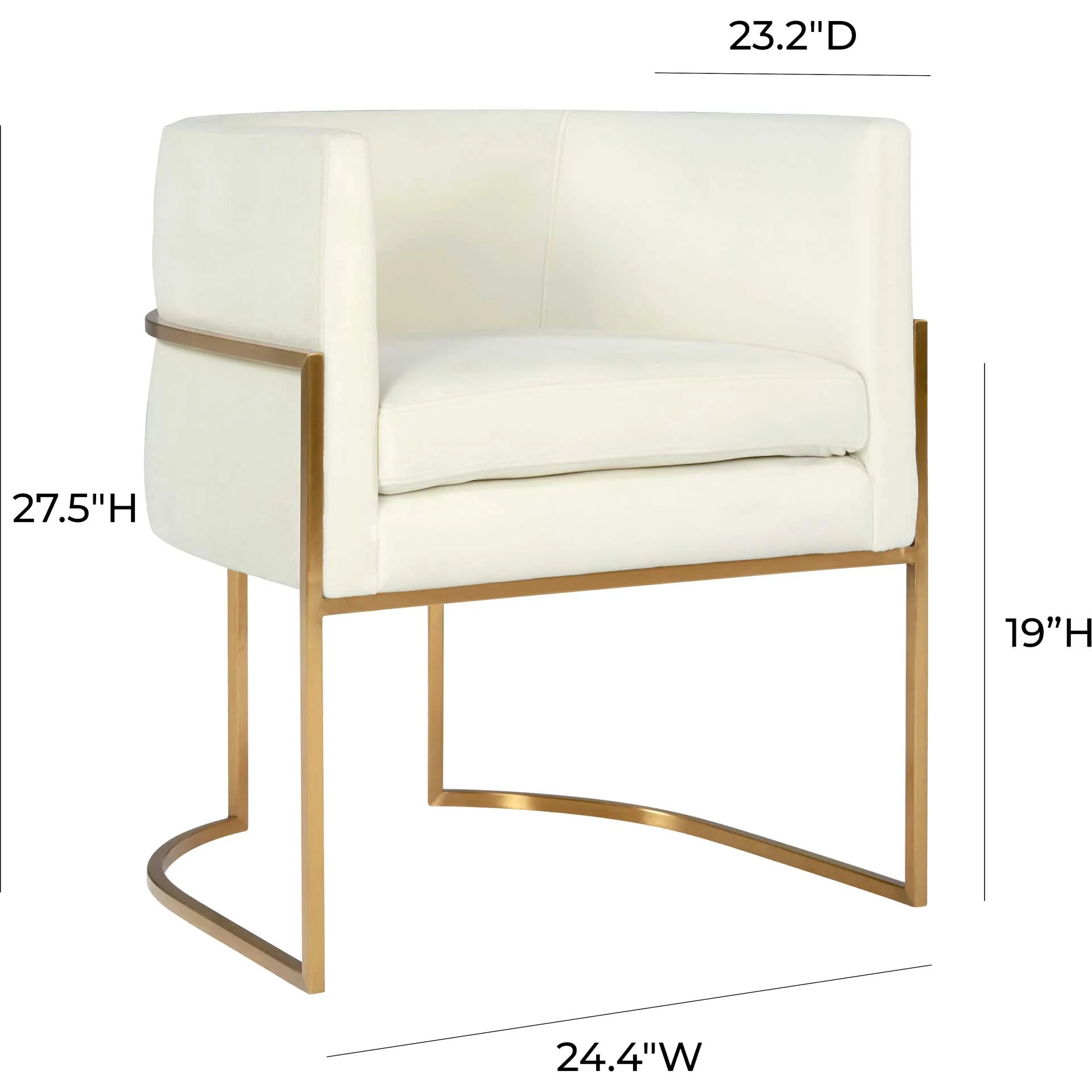 Gianni Gold Leg Velvet Dining Chair Cream - Image 6