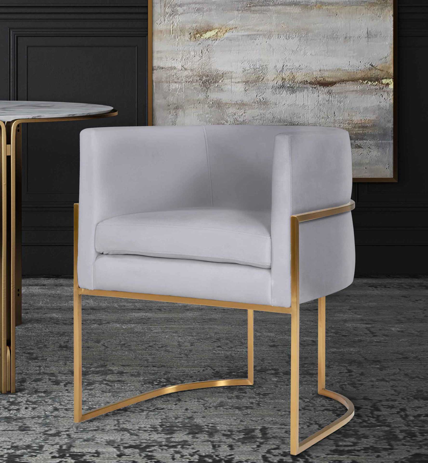 Gianni Gold Leg Velvet Dining Chair Gray - Image 5