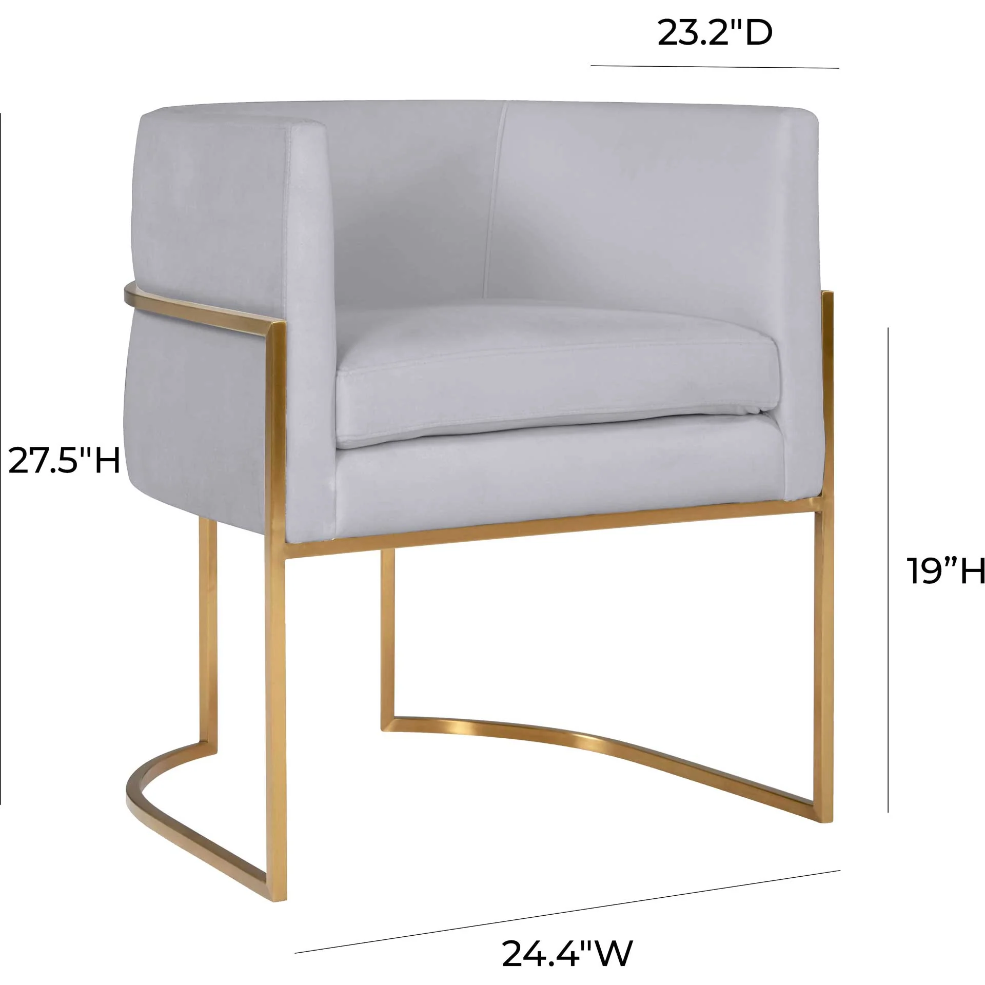 Gianni Gold Leg Velvet Dining Chair Gray - Image 7