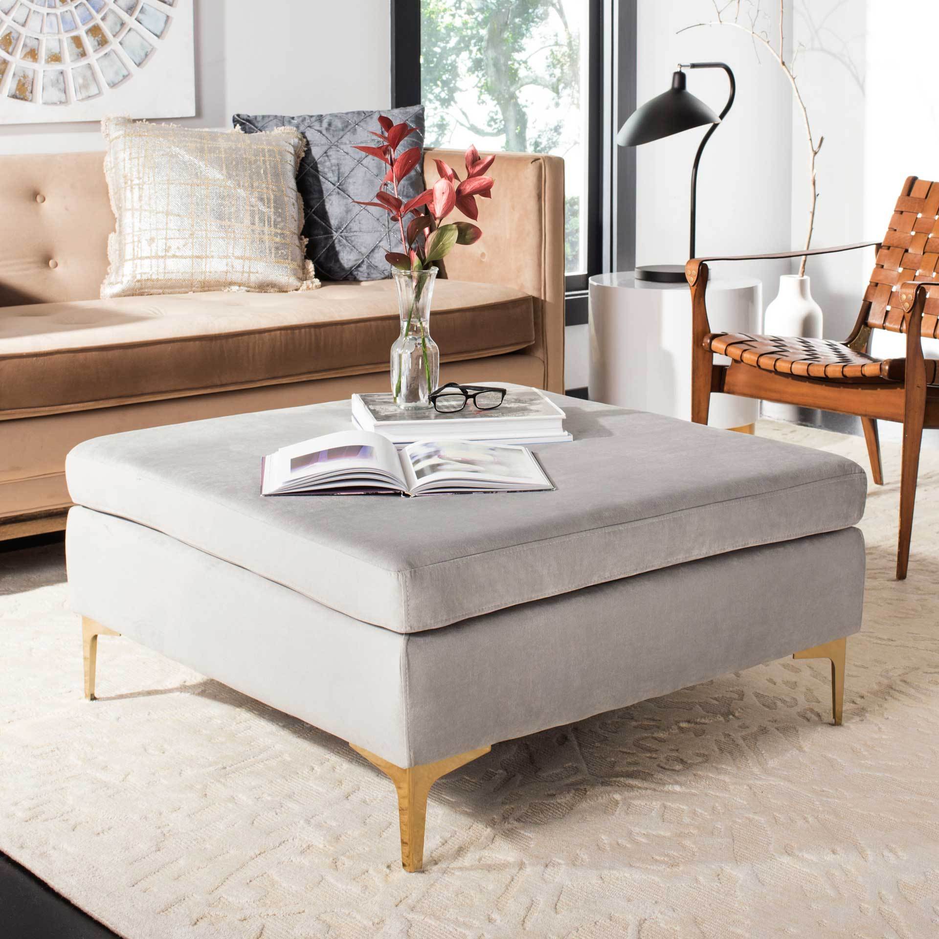 Gianni Square Bench Gray/Brass - Image 3