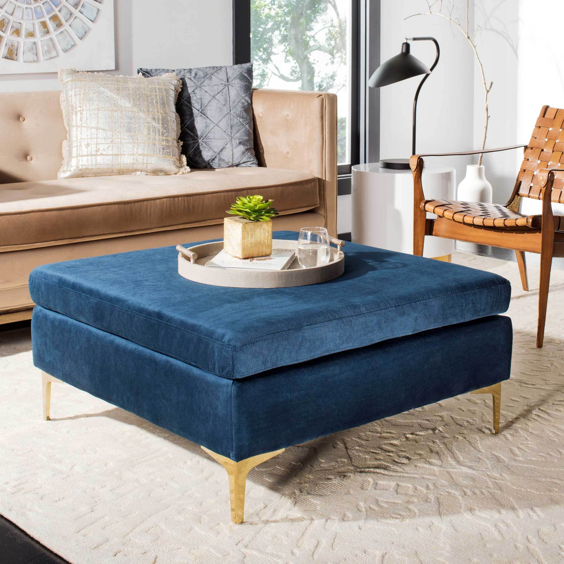 Gianni Square Bench Navy/Brass - Image 3