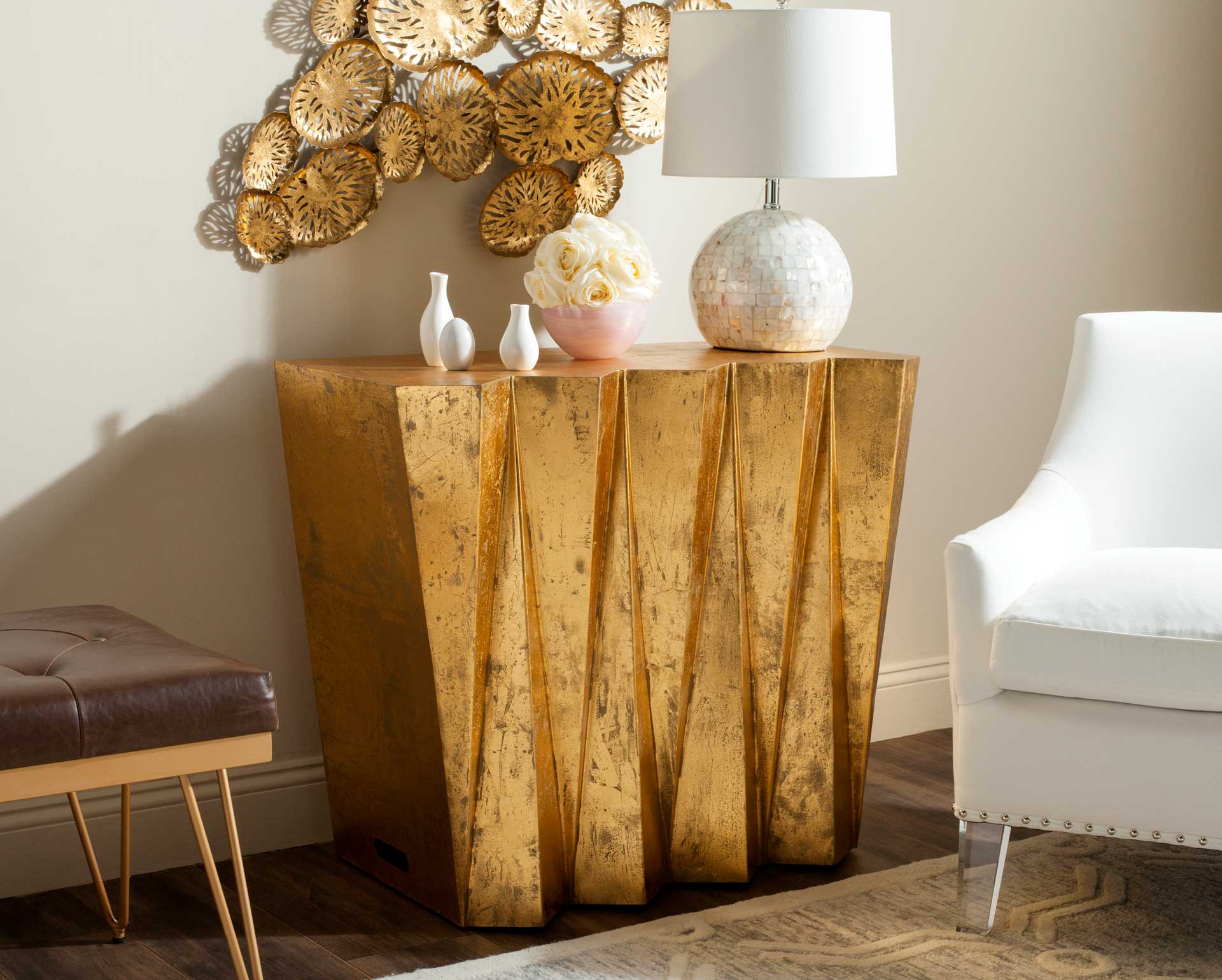 Gideon Hex Console Table Gold - Image 5