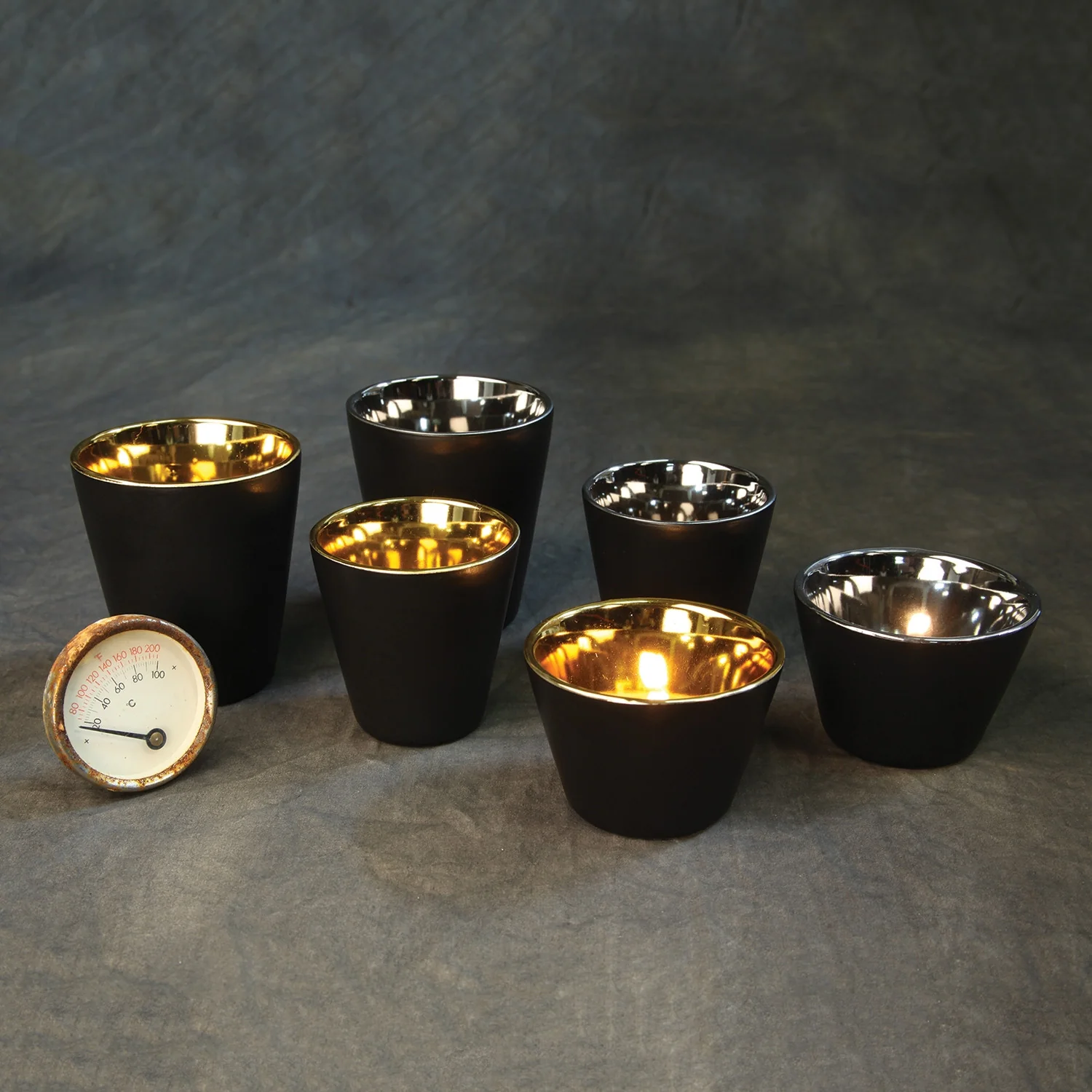 Gilt Ceramic Votive Cup Black - Image 4