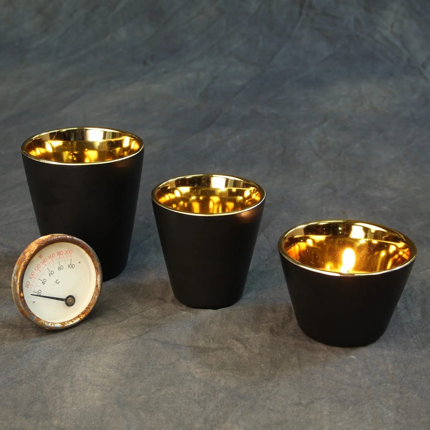 Gilt Ceramic Votive Cup Black - Image 5