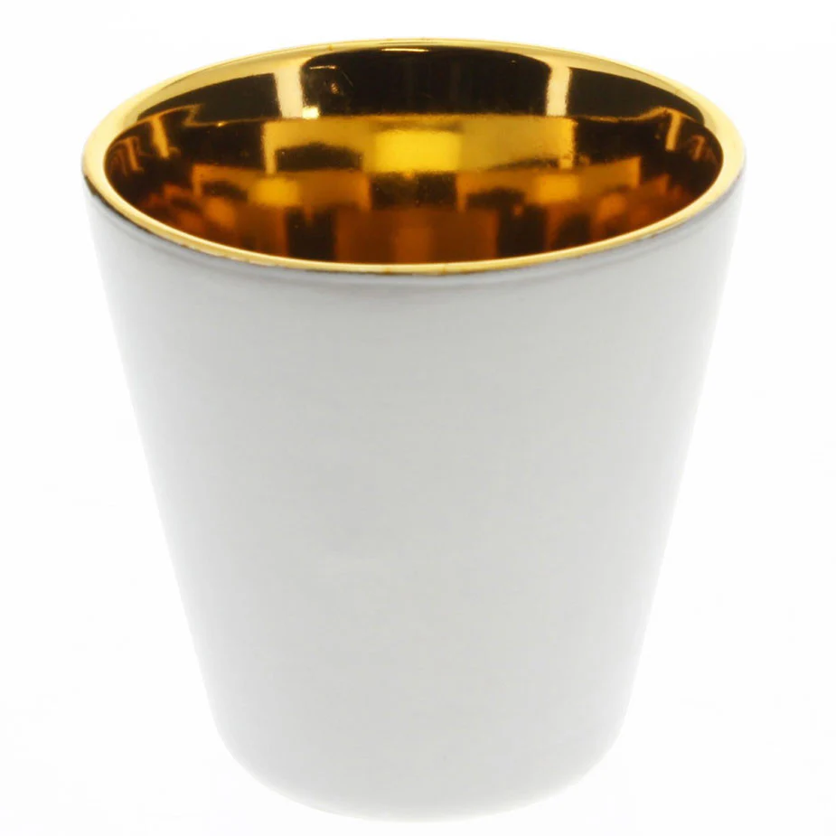 Gilt Ceramic Votive Cup White - Image 2