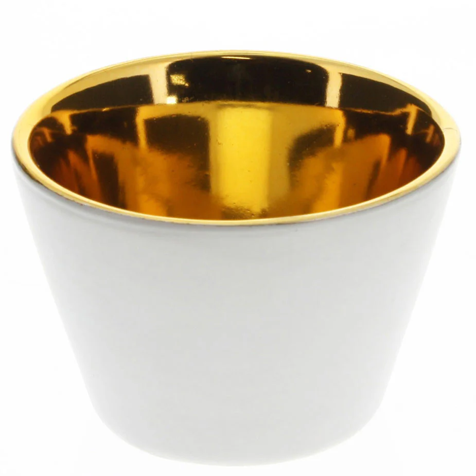 Gilt Ceramic Votive Cup White - Image 3
