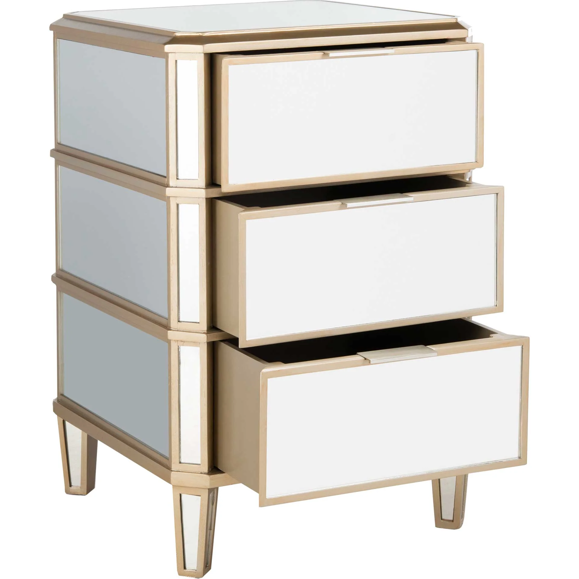 Gino 3 Drawer Mirrored Nightstand Mirror - Image 2