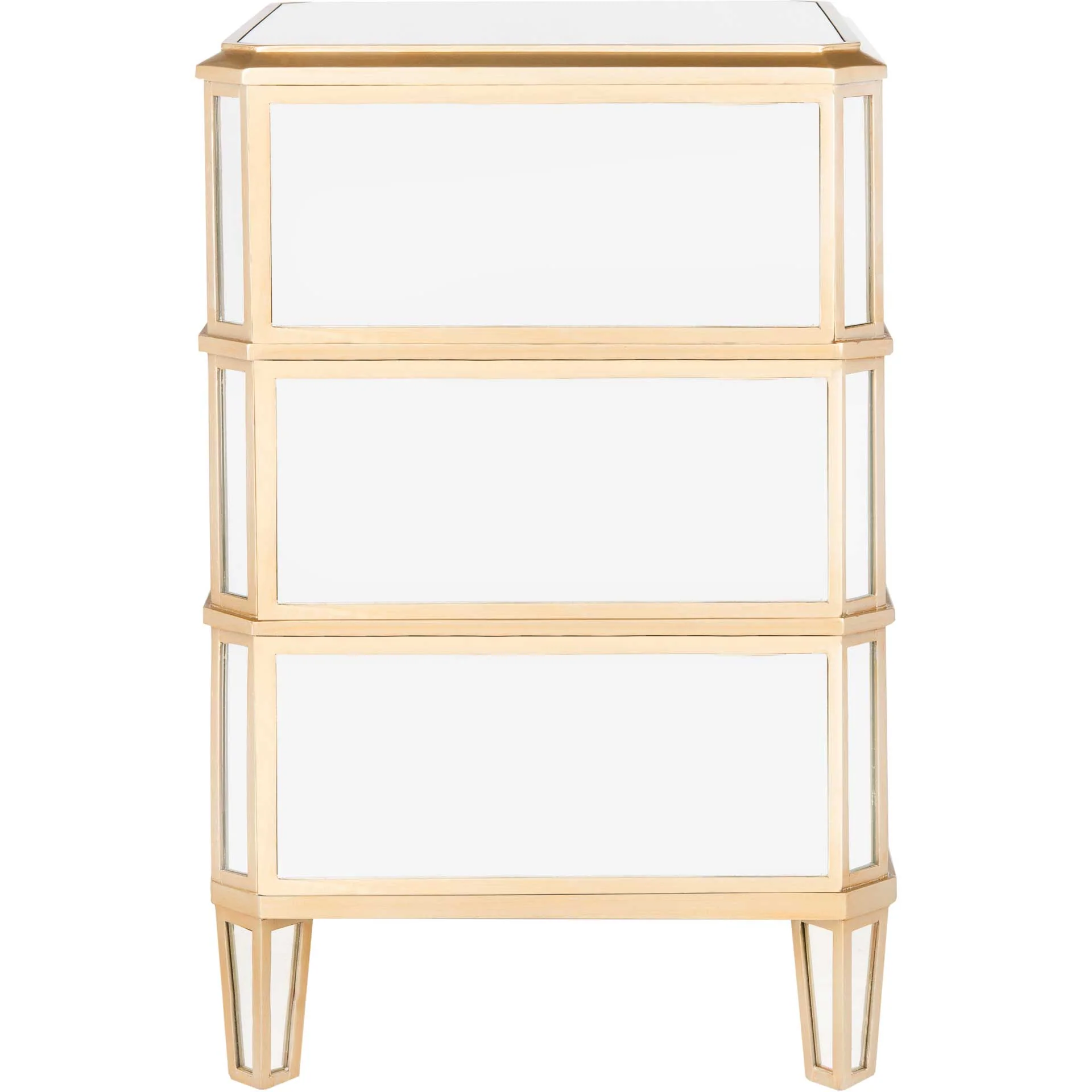 Gino 3 Drawer Mirrored Nightstand Mirror - Image 3