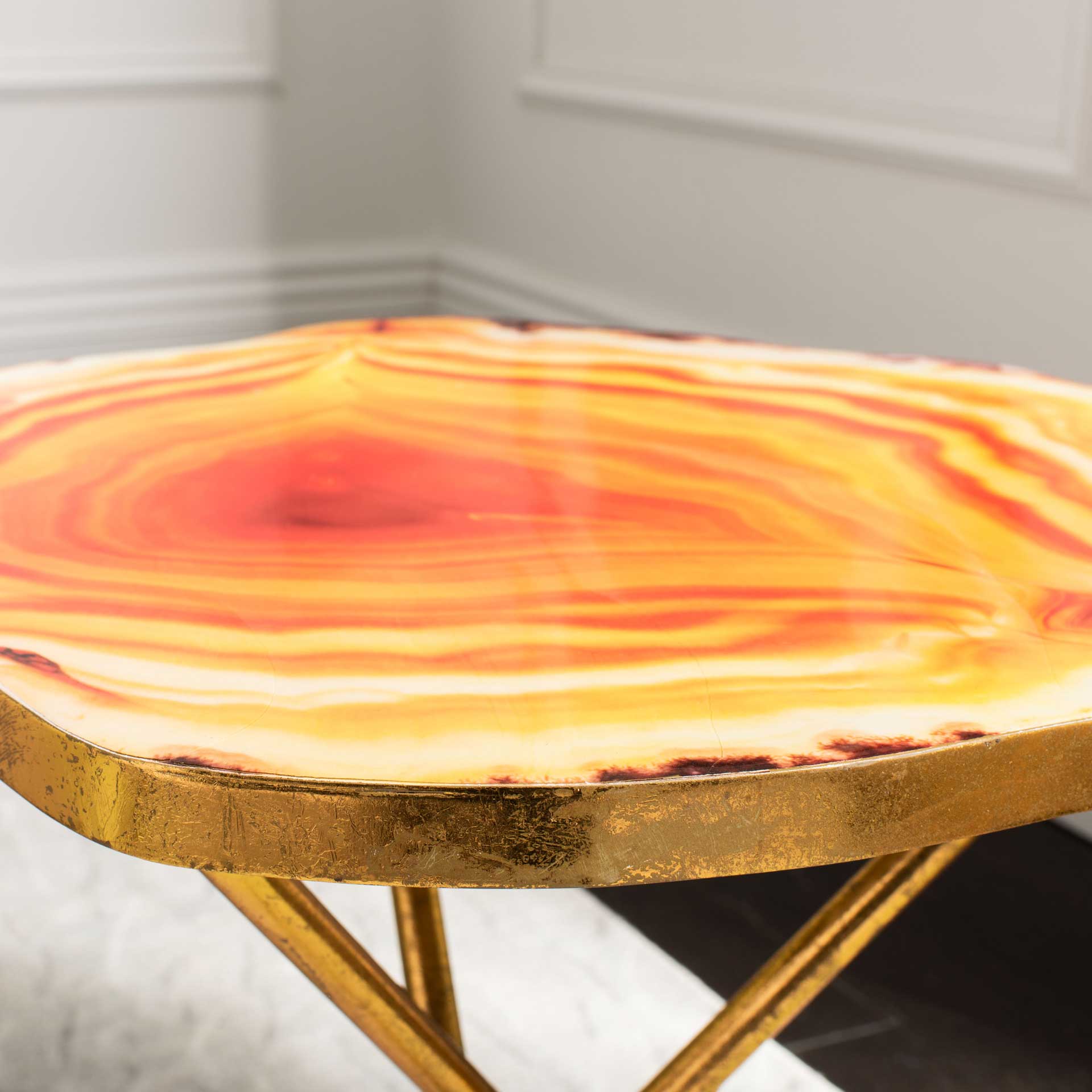 Giovanna Faux Agate Side Table Multi Orange/Gold - Image 8