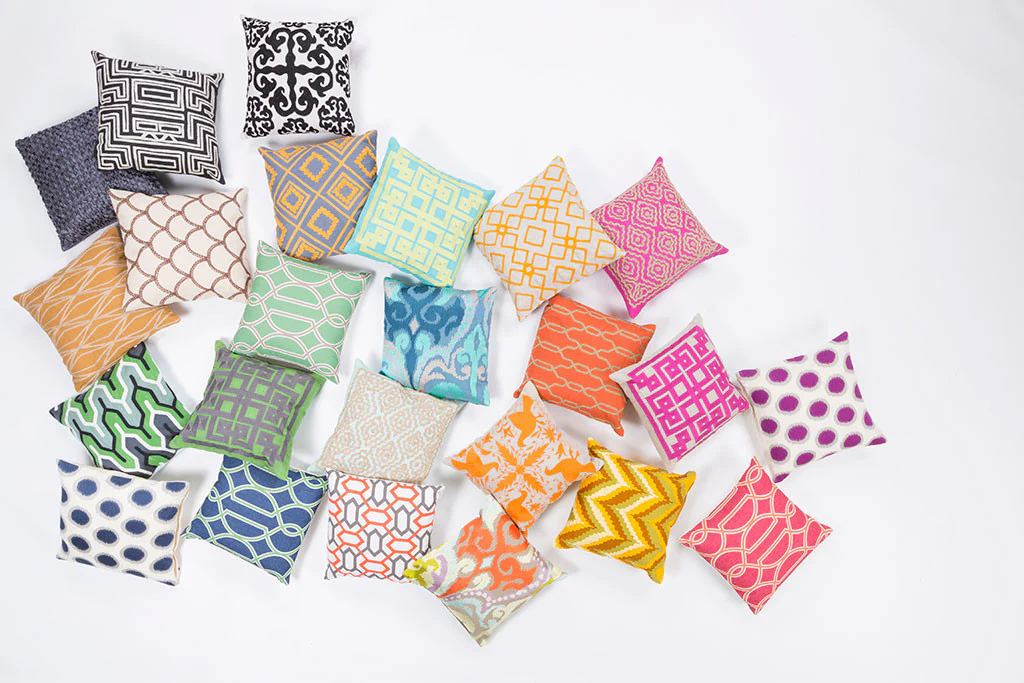 Glamorous Geometric Poppy/Beige Pillow - Image 2