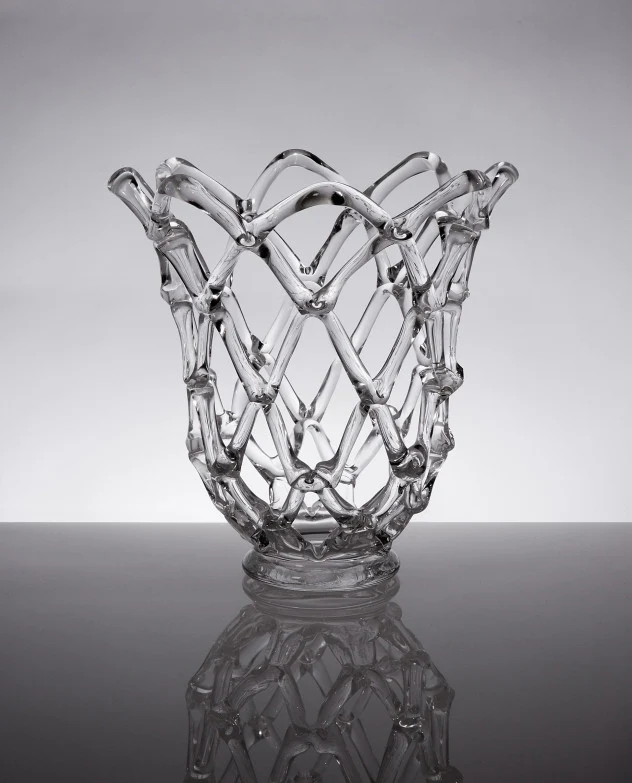 Glass Web Sculpture with Open Top - Image 2