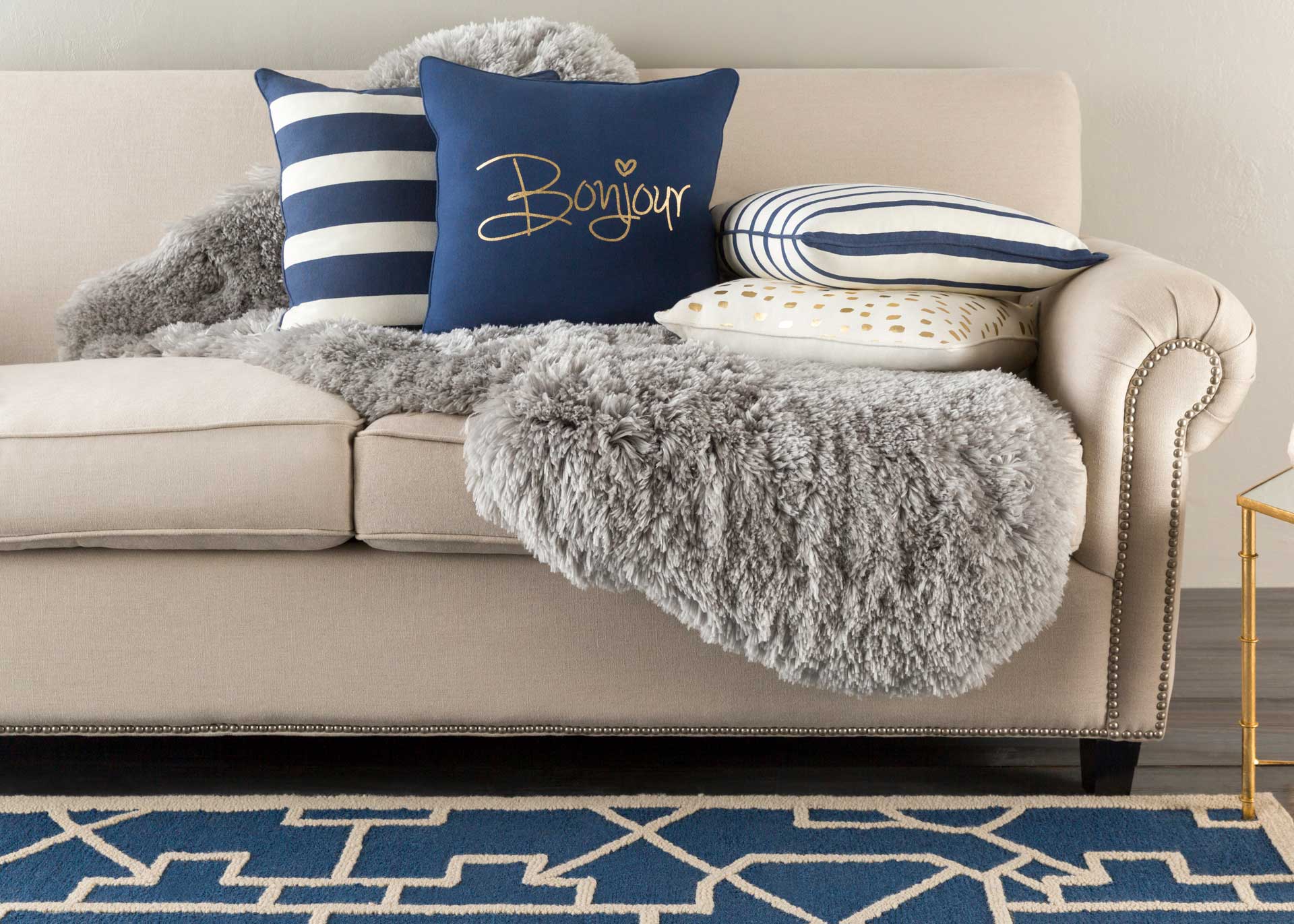 Glisten Bonjour Pillow Navy/Gold - Image 4