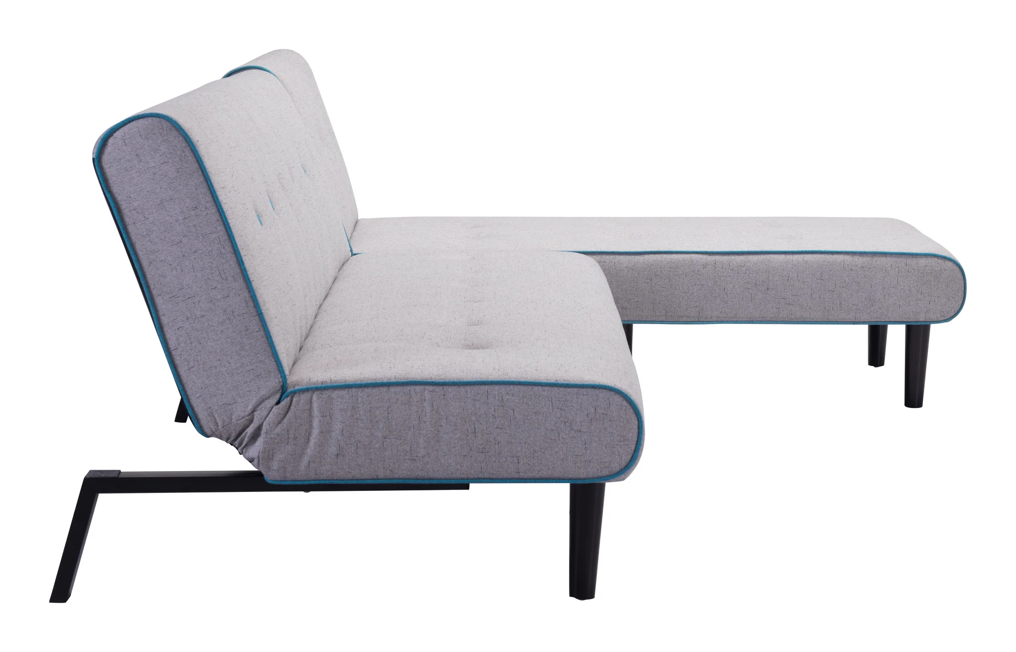 Glory Sleeper Sectional Light Gray With Aqua Trim - Image 2