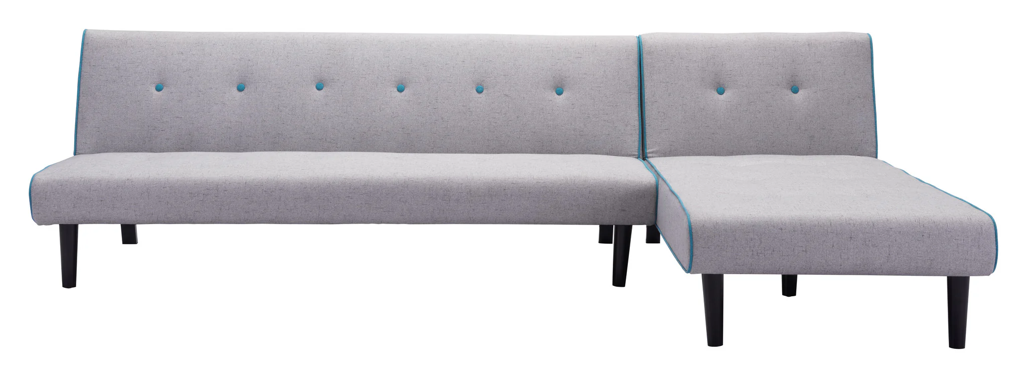 Glory Sleeper Sectional Light Gray With Aqua Trim - Image 3