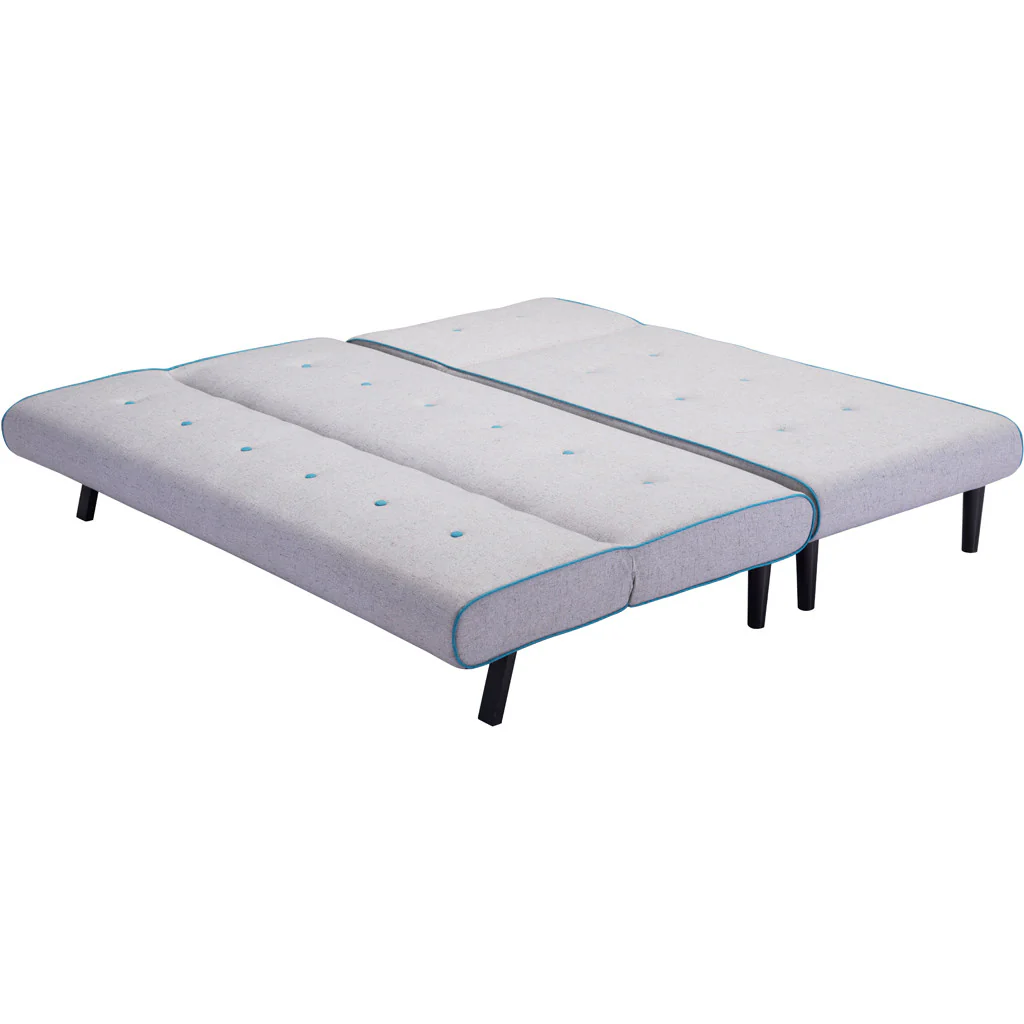 Glory Sleeper Sectional Light Gray With Aqua Trim - Image 4