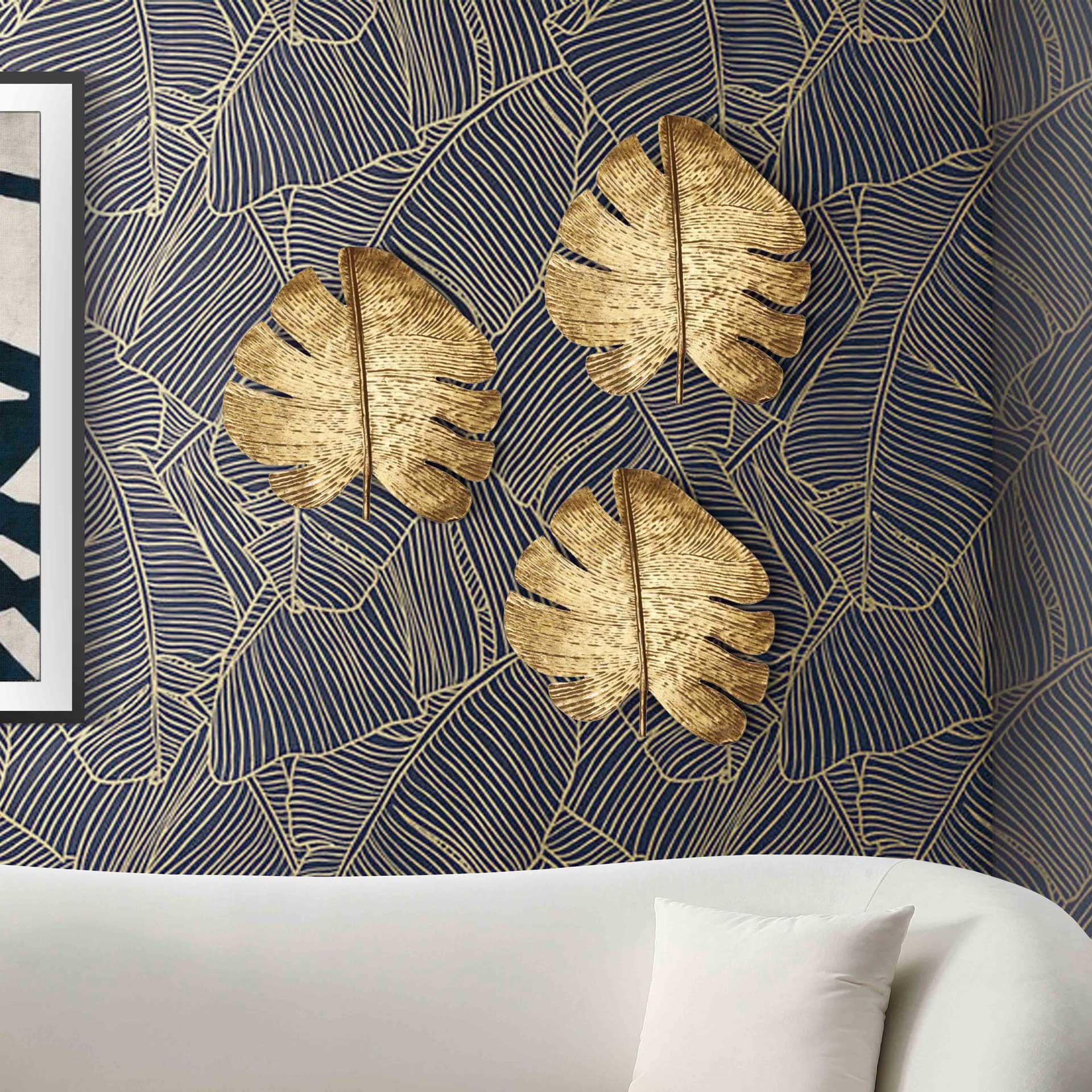 Gordon Leaf Wall Art (Set of 3) Gold (Set of 3) - Image 4