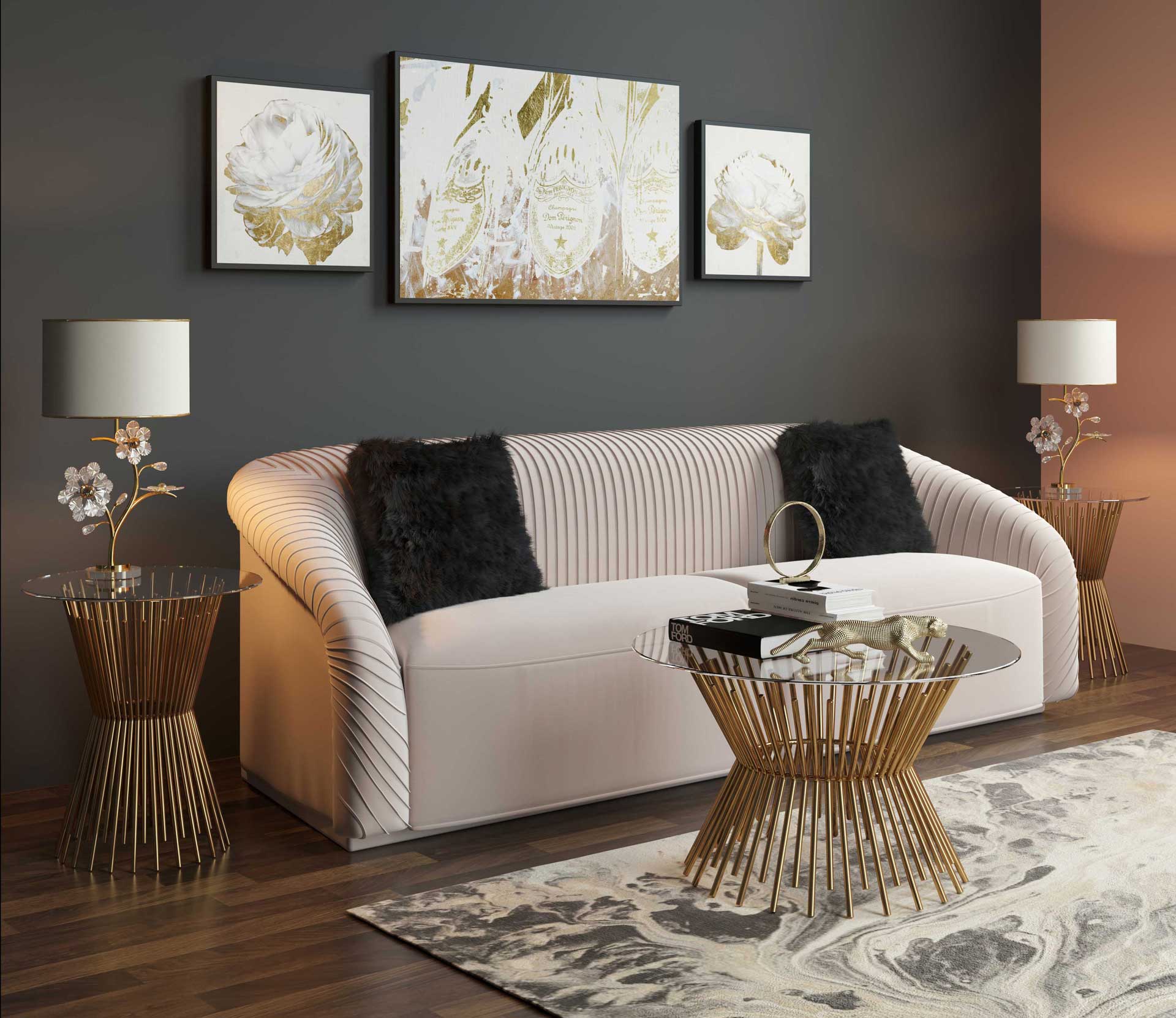 Grady Glass Side Table Gold - Image 6