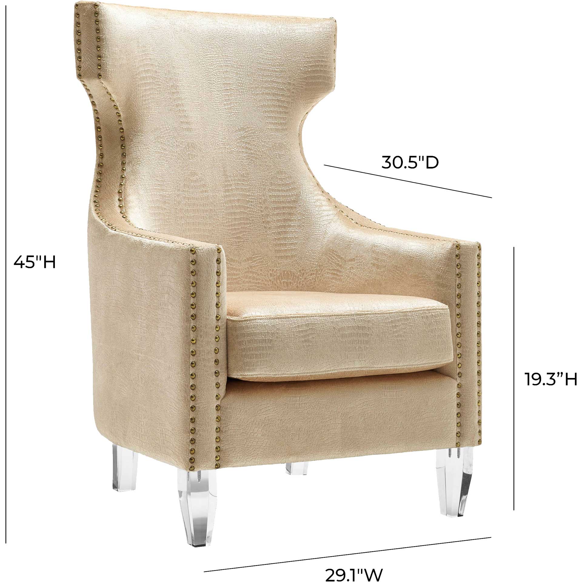 Graham Croc Velvet Wing Chair Gold - Image 5