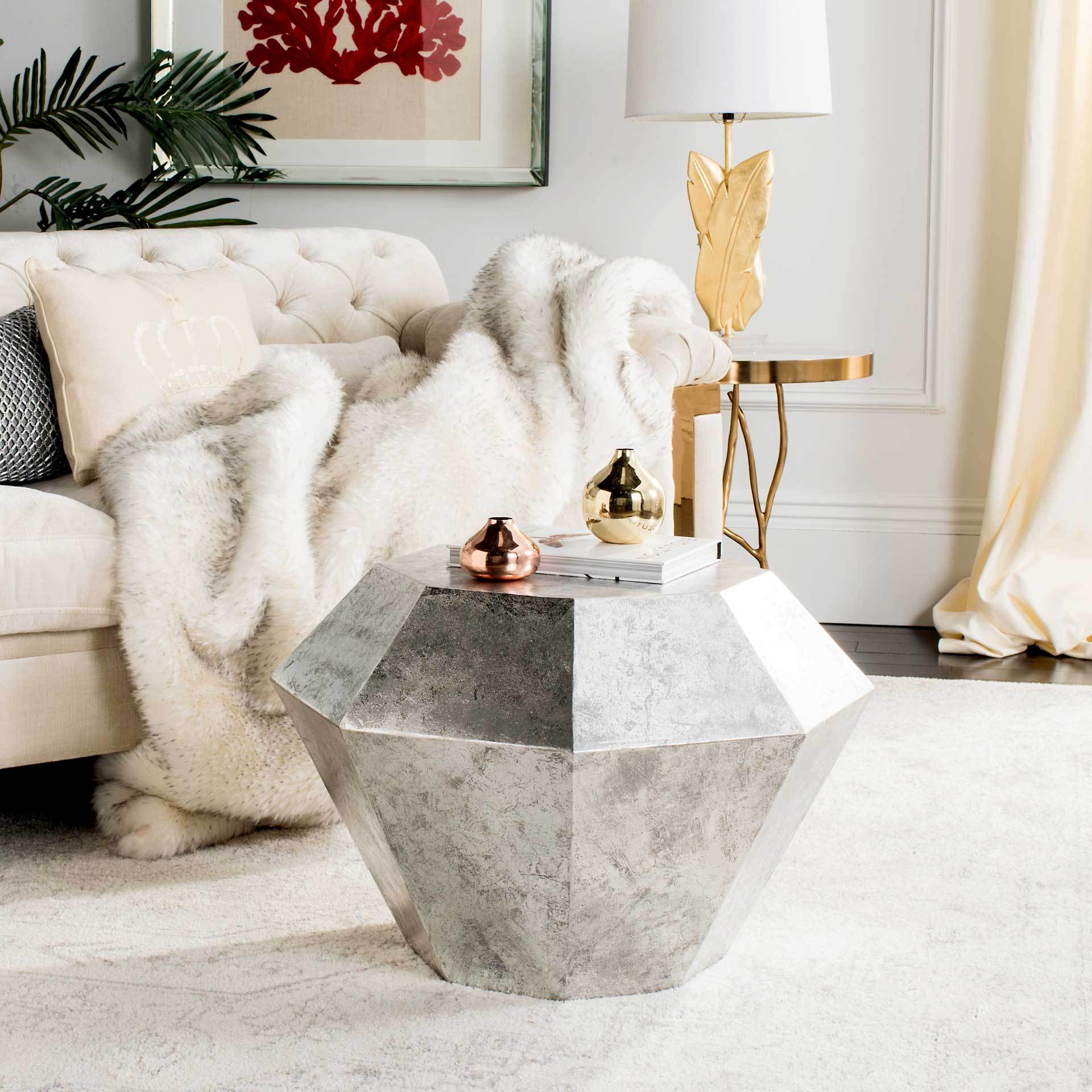 Grey Diamond Accent Table Antique Silver - Image 3