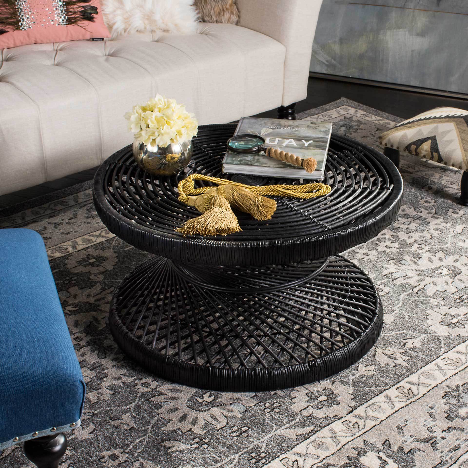 Griffin Bowed Coffee Table Black - Image 3