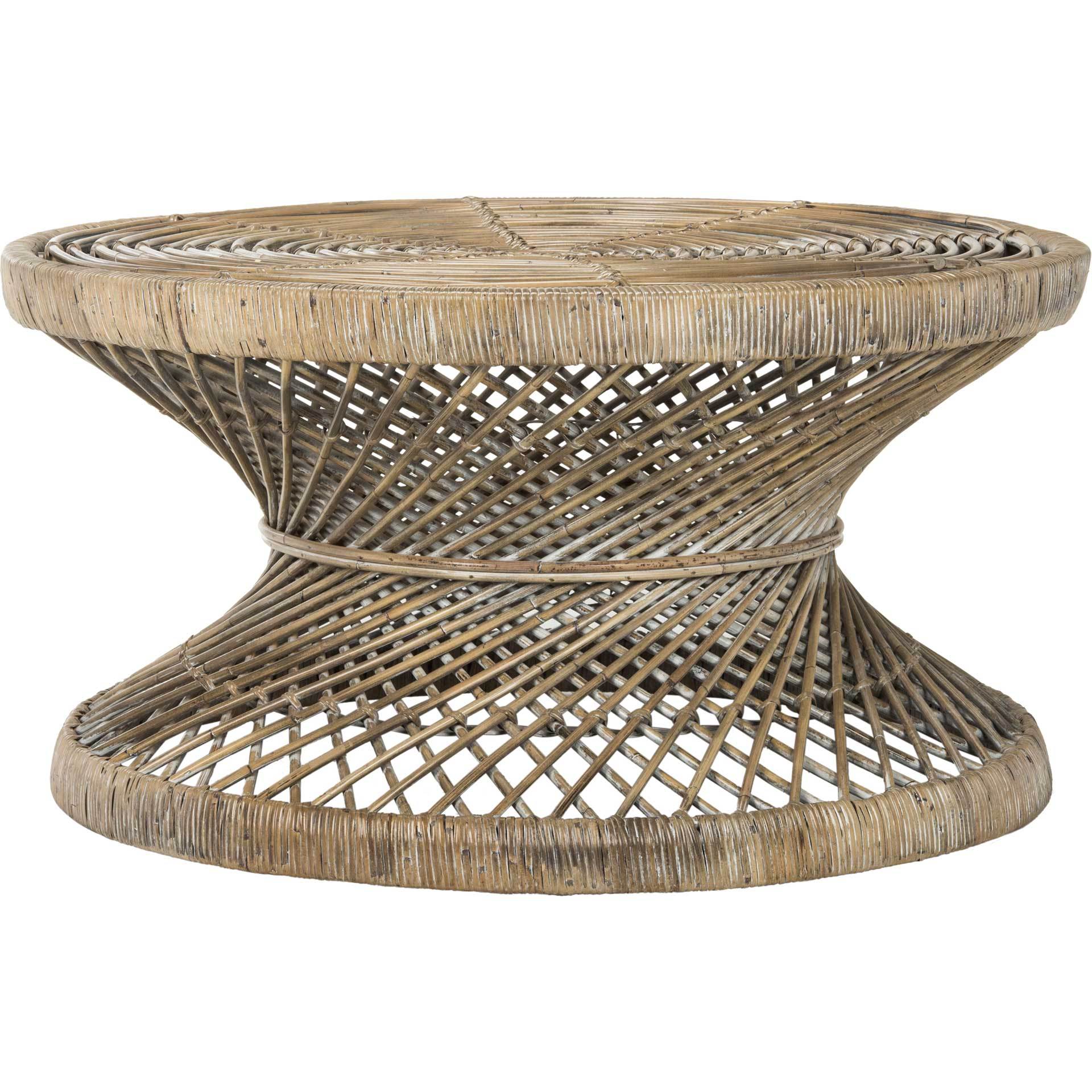 Griffin Bowed Coffee Table Gray White Wash - Image 2