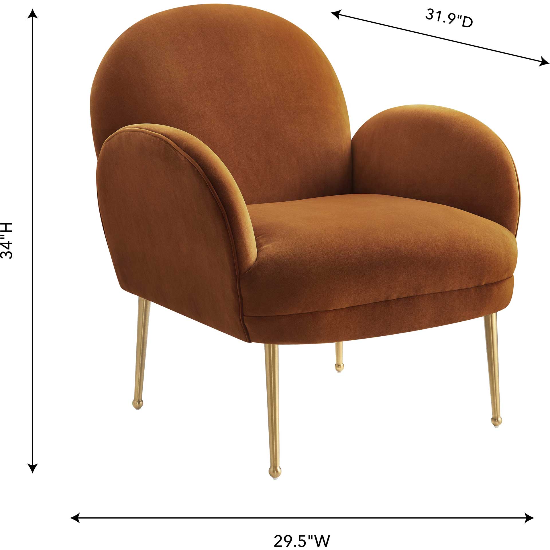 Grimson Velvet Chair Cognac - Image 6