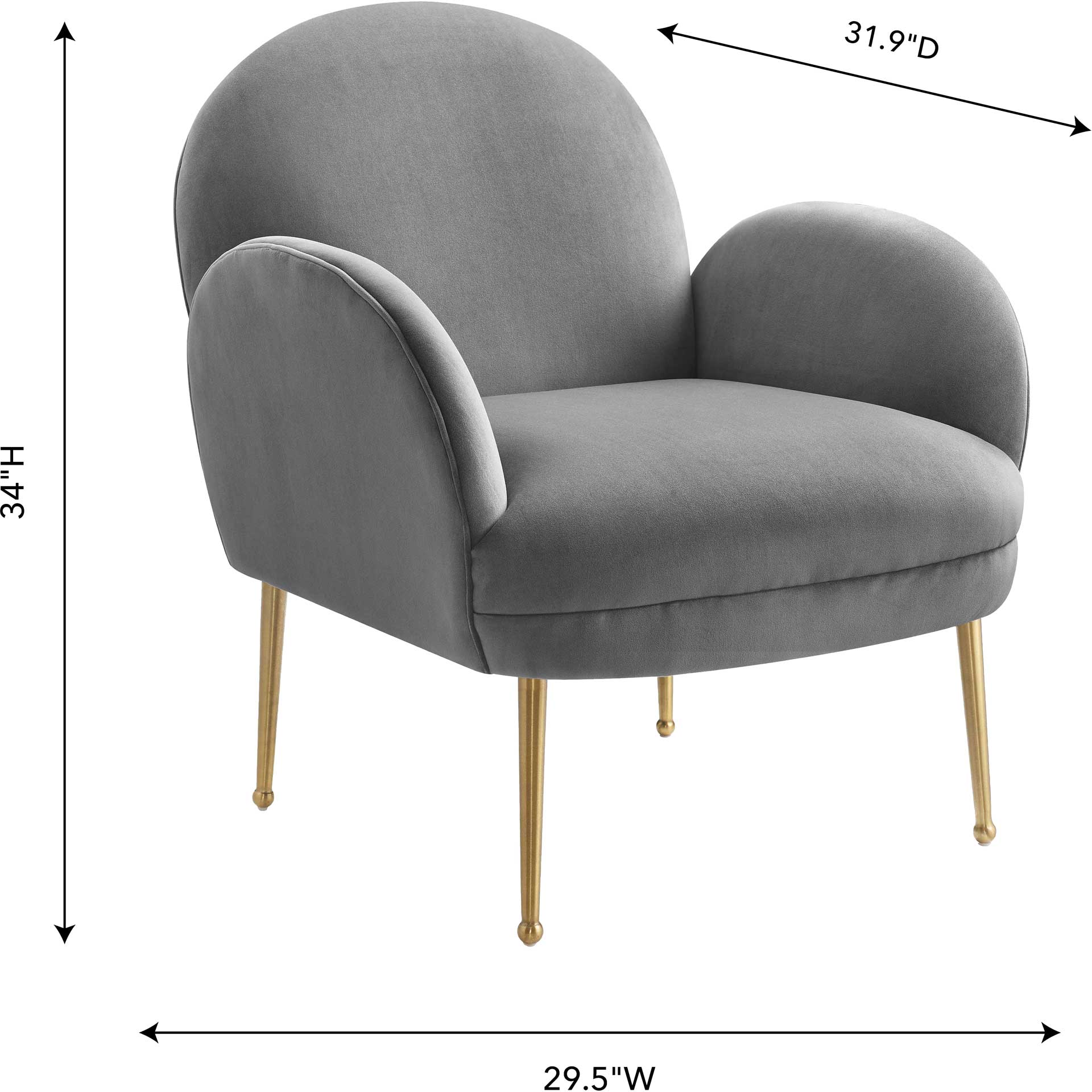 Grimson Velvet Chair Gray - Image 6