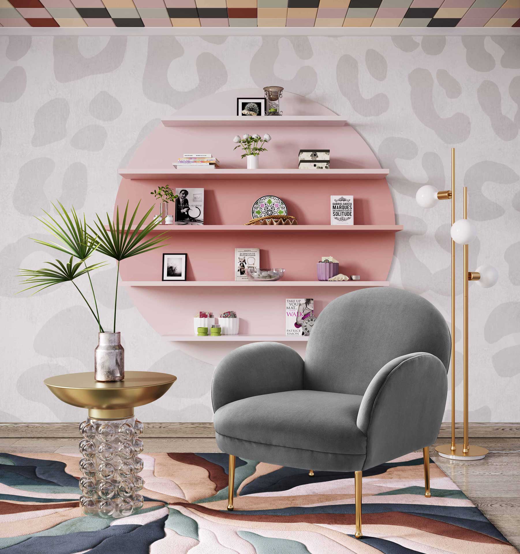 Grimson Velvet Chair Gray - Image 7
