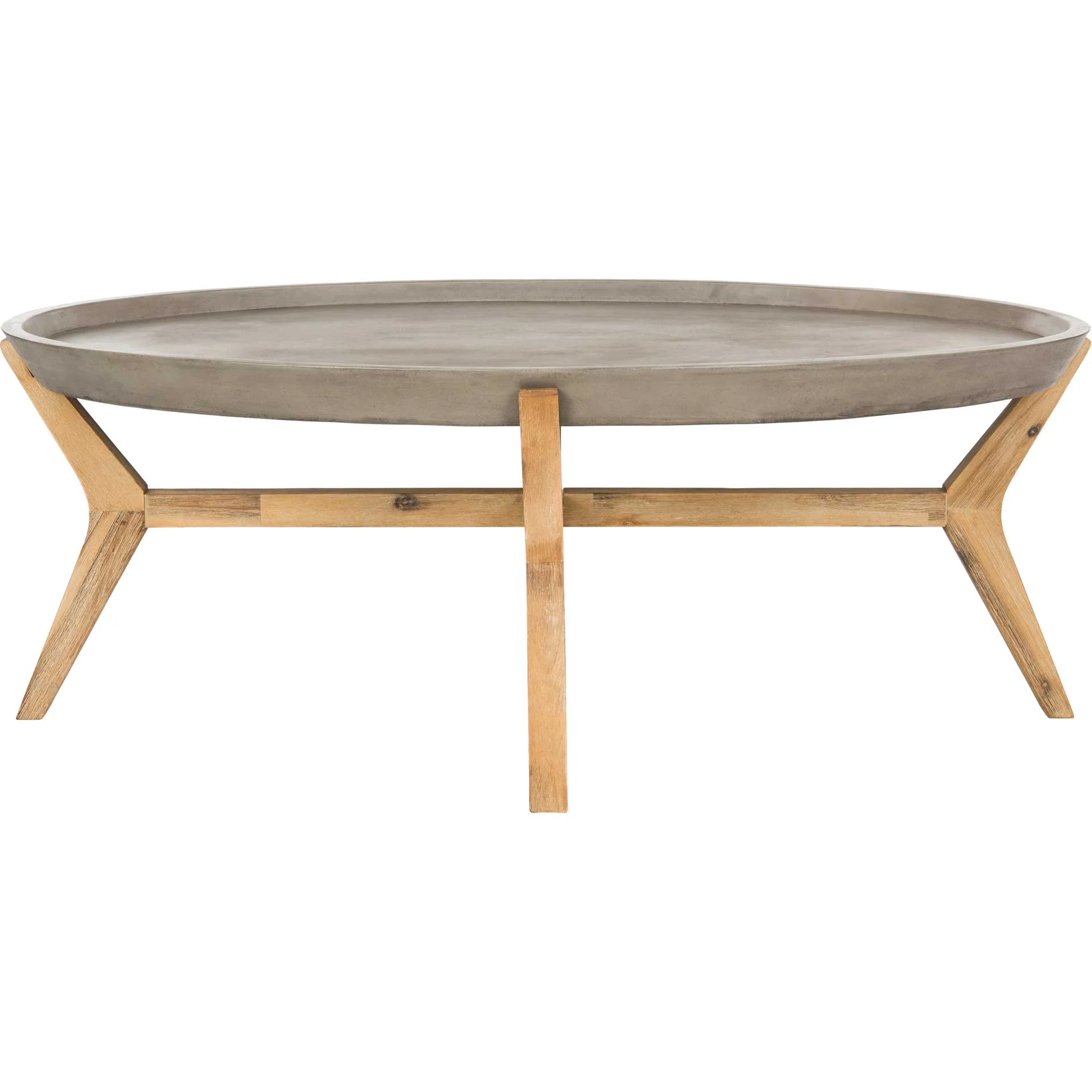 Hagan Modern Concrete Oval Coffee Table Dark Gray - Image 2