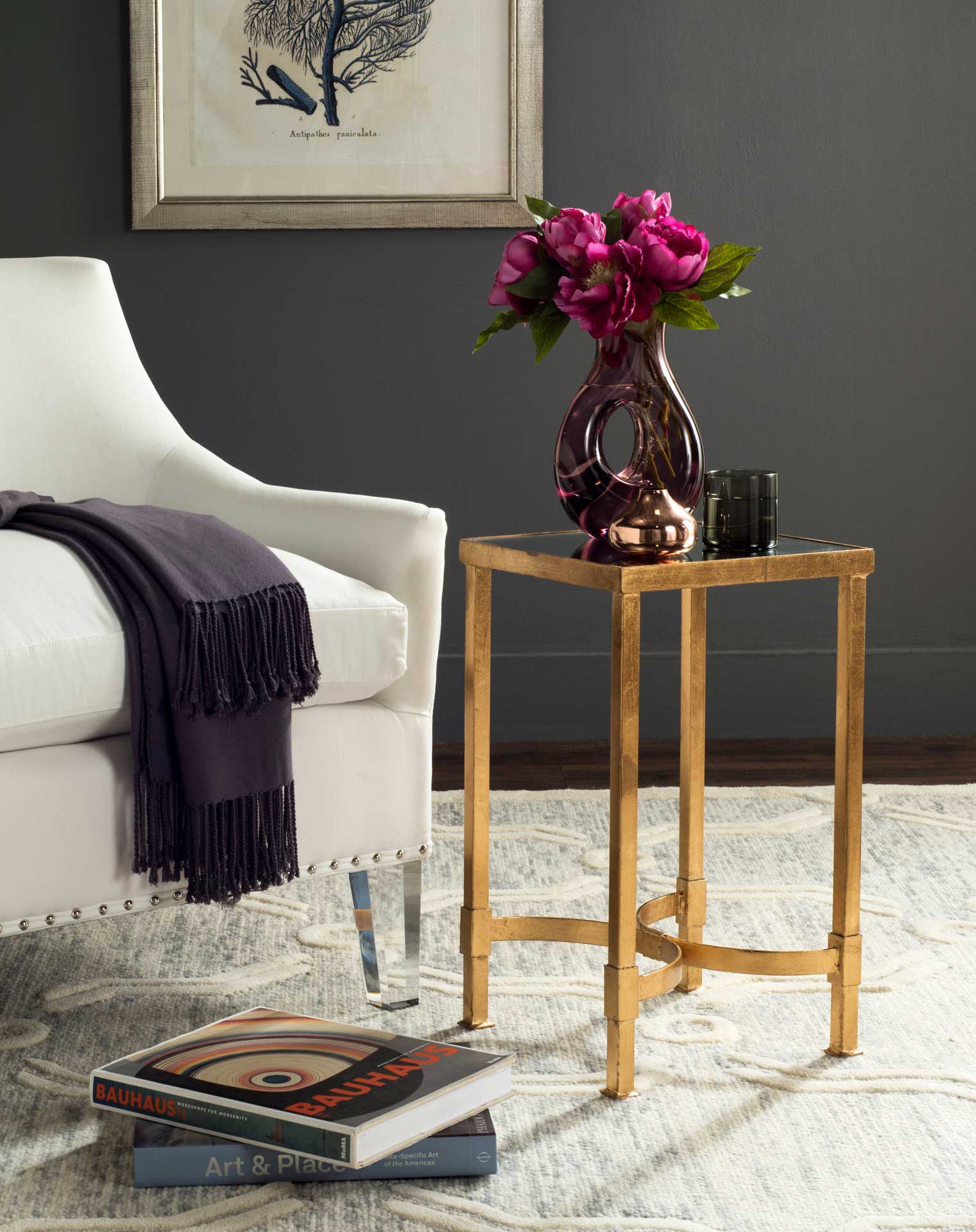 Hakeem Mirror Top End Table Antique Gold - Image 4