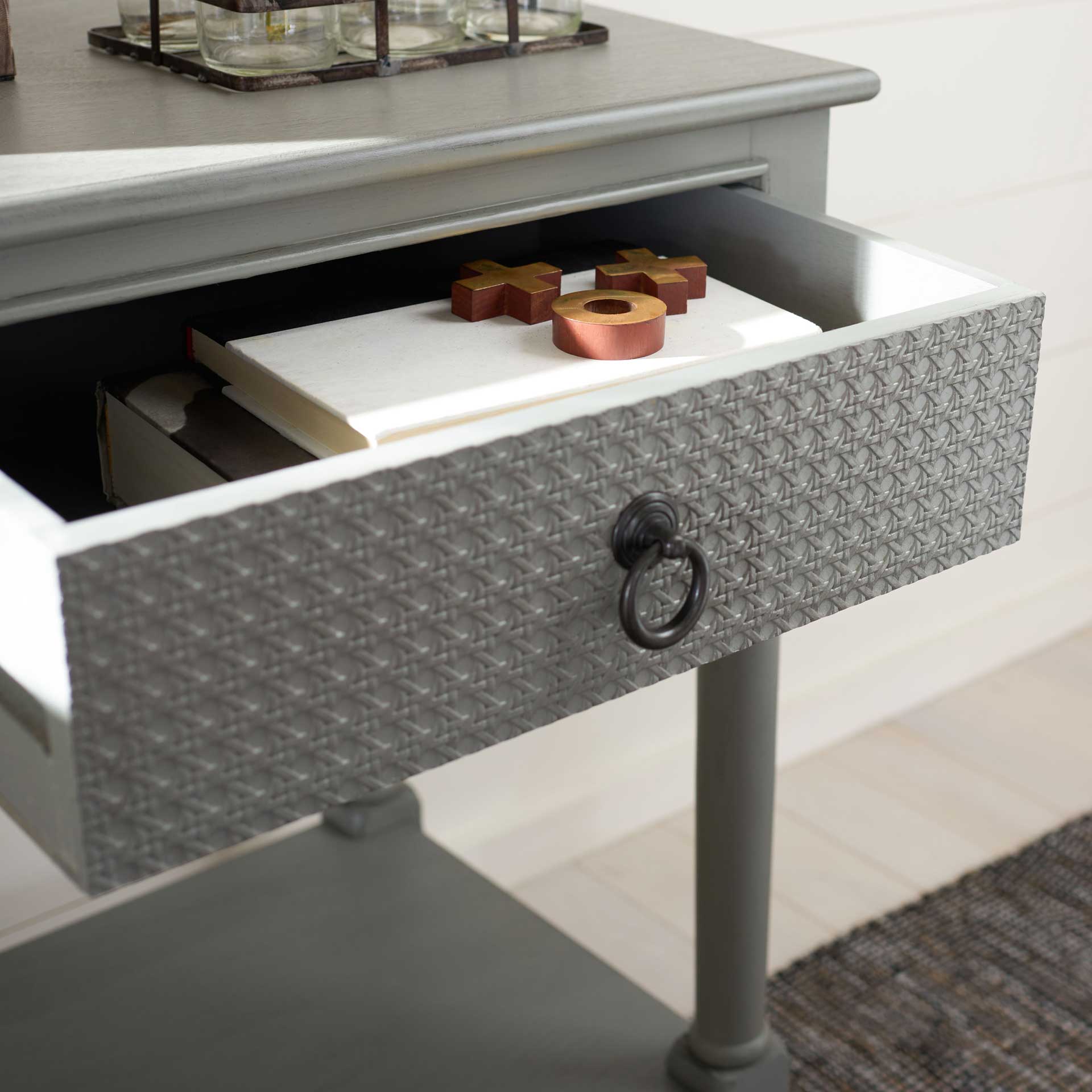 Hale 1 Drawer Accent Table Distressed Gray - Image 7