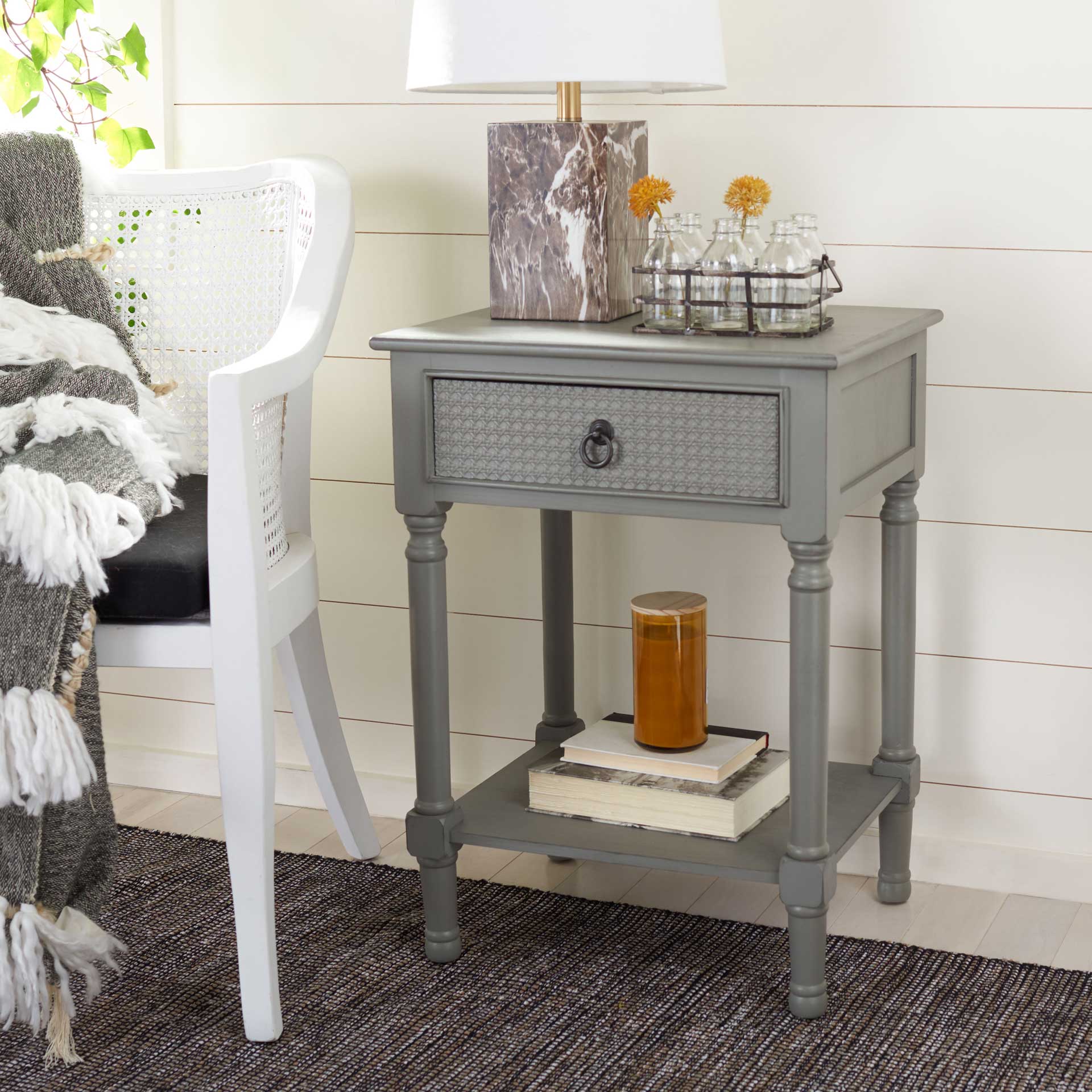 Hale 1 Drawer Accent Table Distressed Gray - Image 8