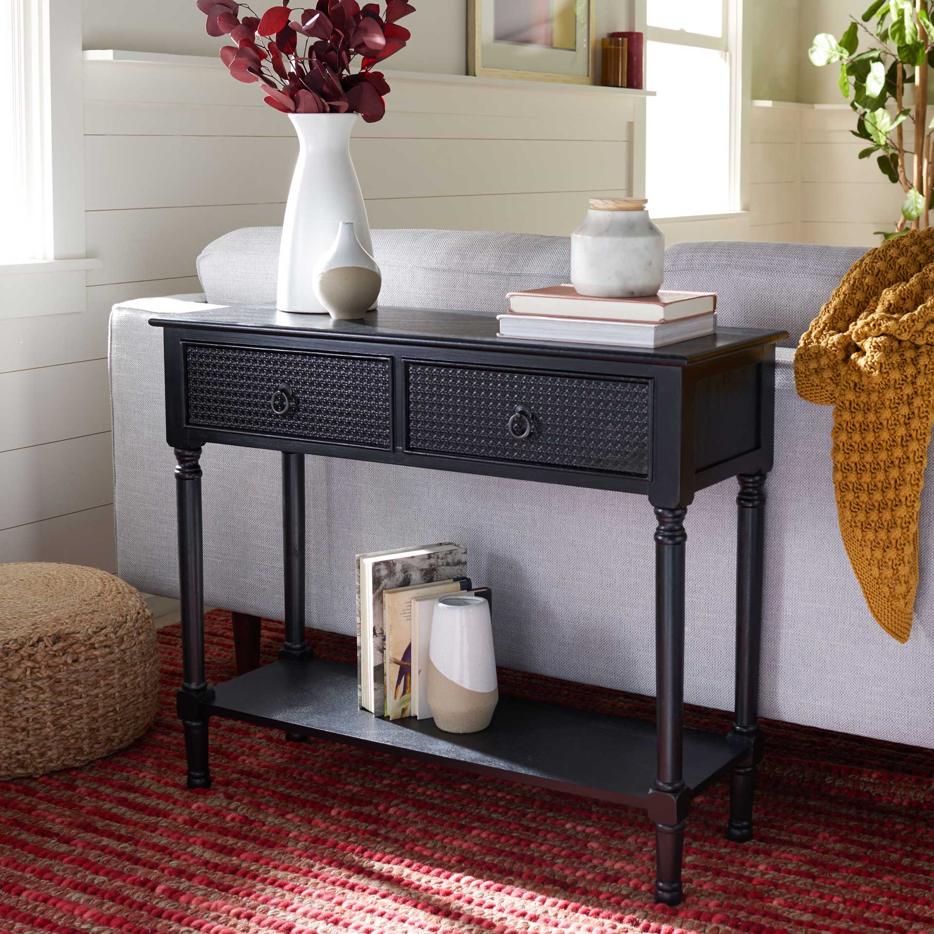 Hale 2 Drawer Console Table Black - Image 8