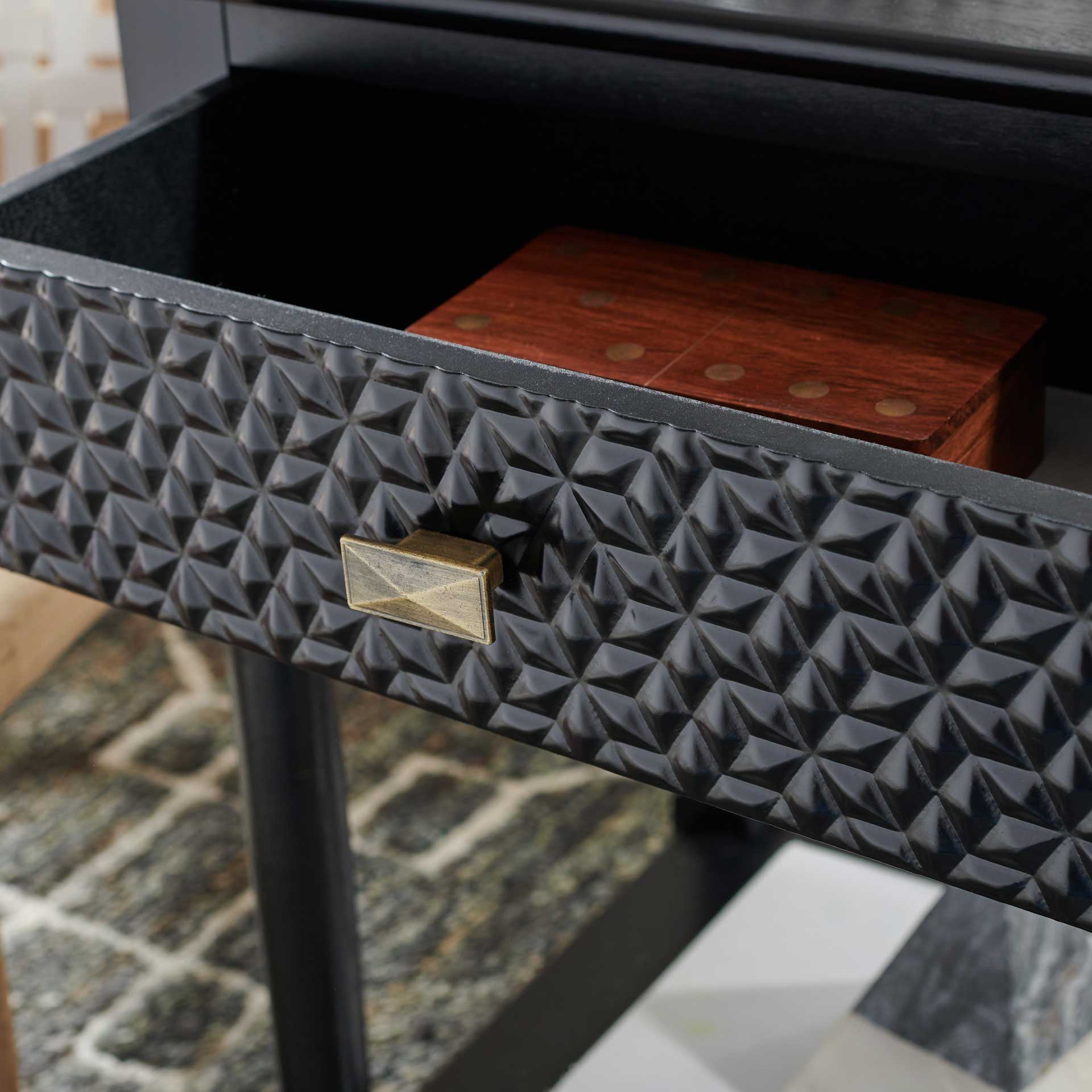 Haleigh 1 Drawer Accent Table Black - Image 7