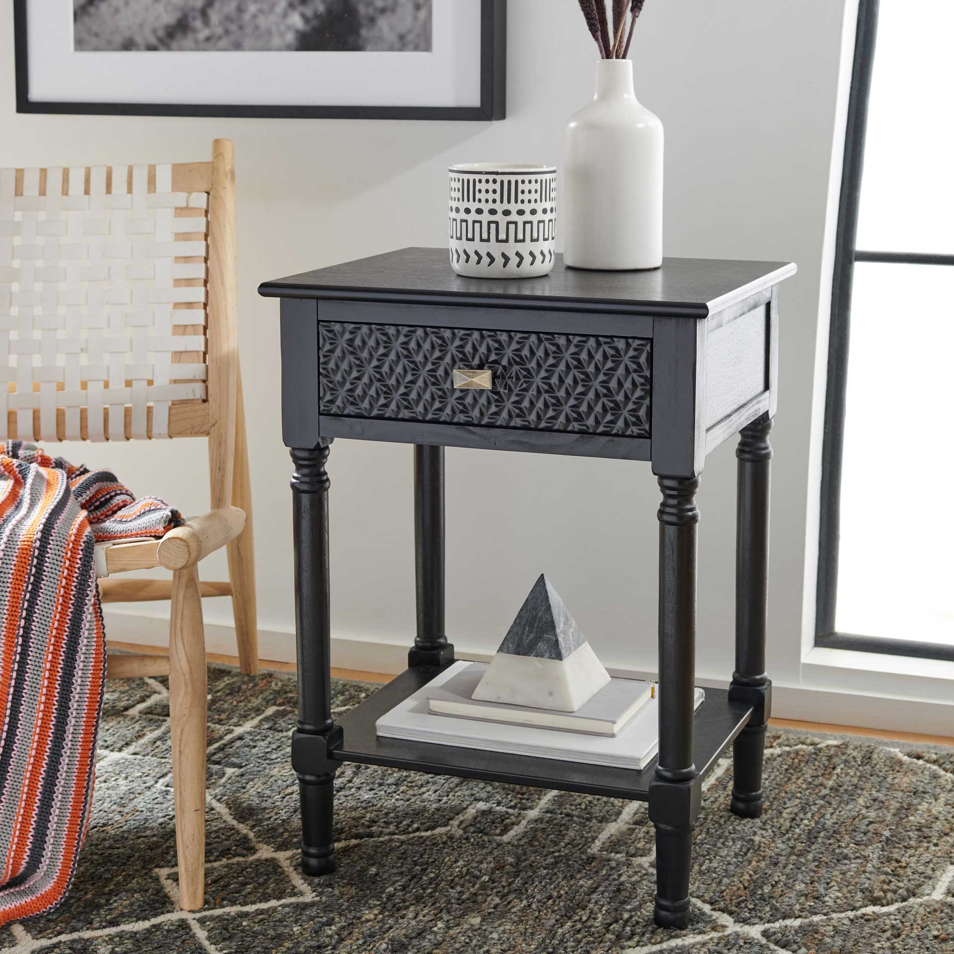 Haleigh 1 Drawer Accent Table Black - Image 8