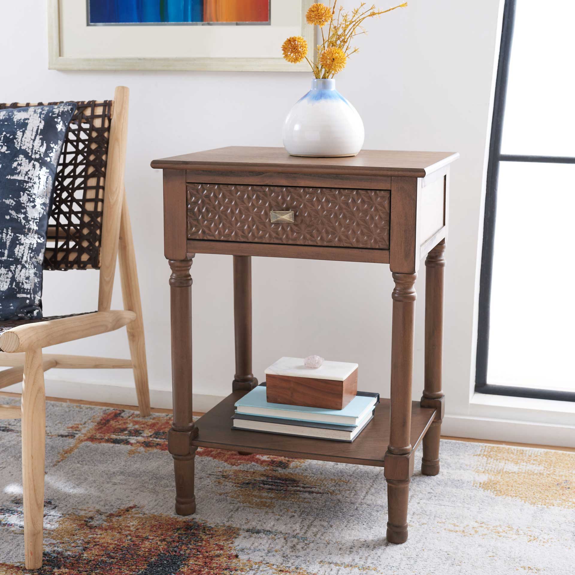 Haleigh 1 Drawer Accent Table Brown - Image 8
