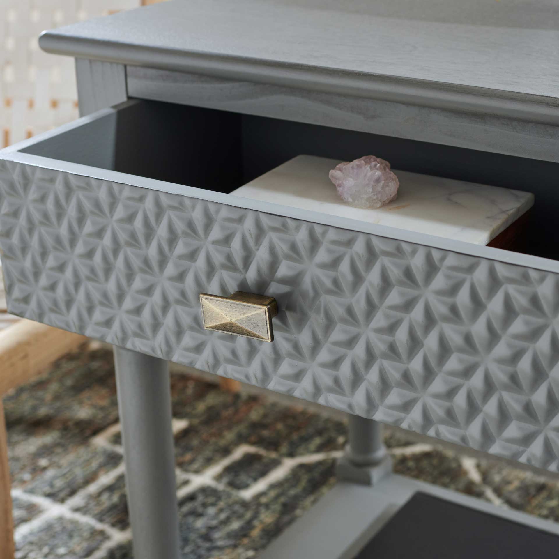 Haleigh 1 Drawer Accent Table Distressed Gray - Image 7