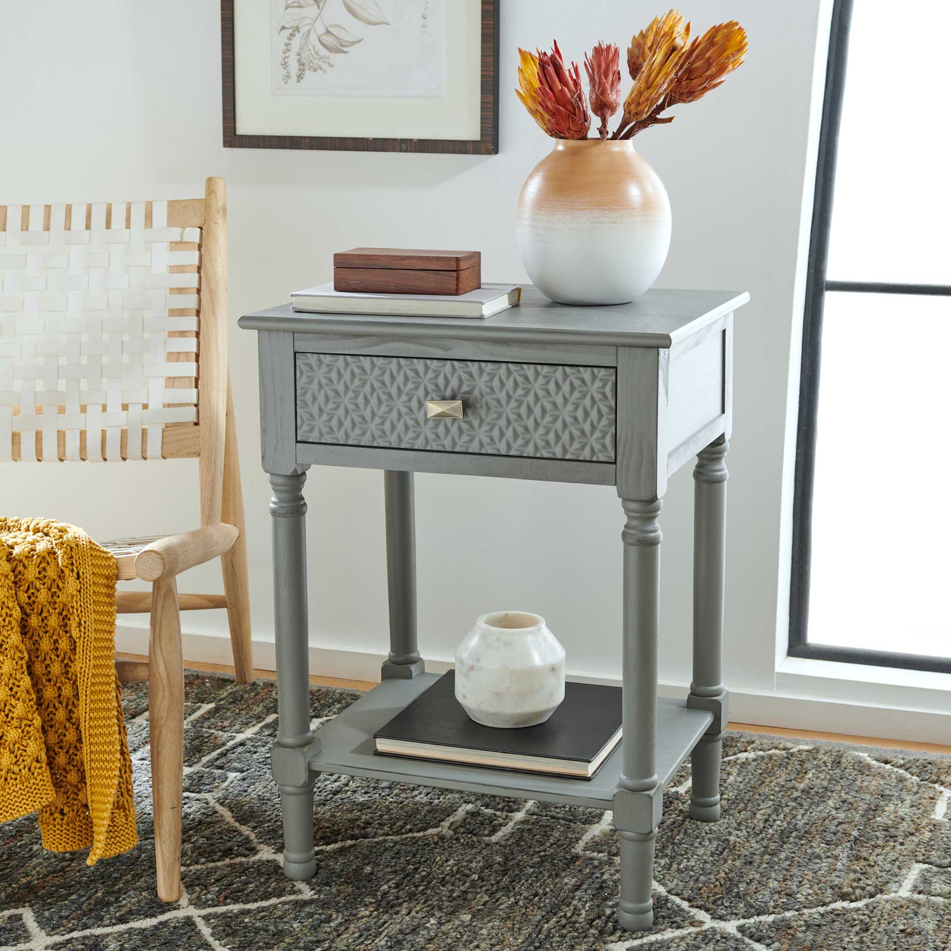 Haleigh 1 Drawer Accent Table Distressed Gray - Image 8