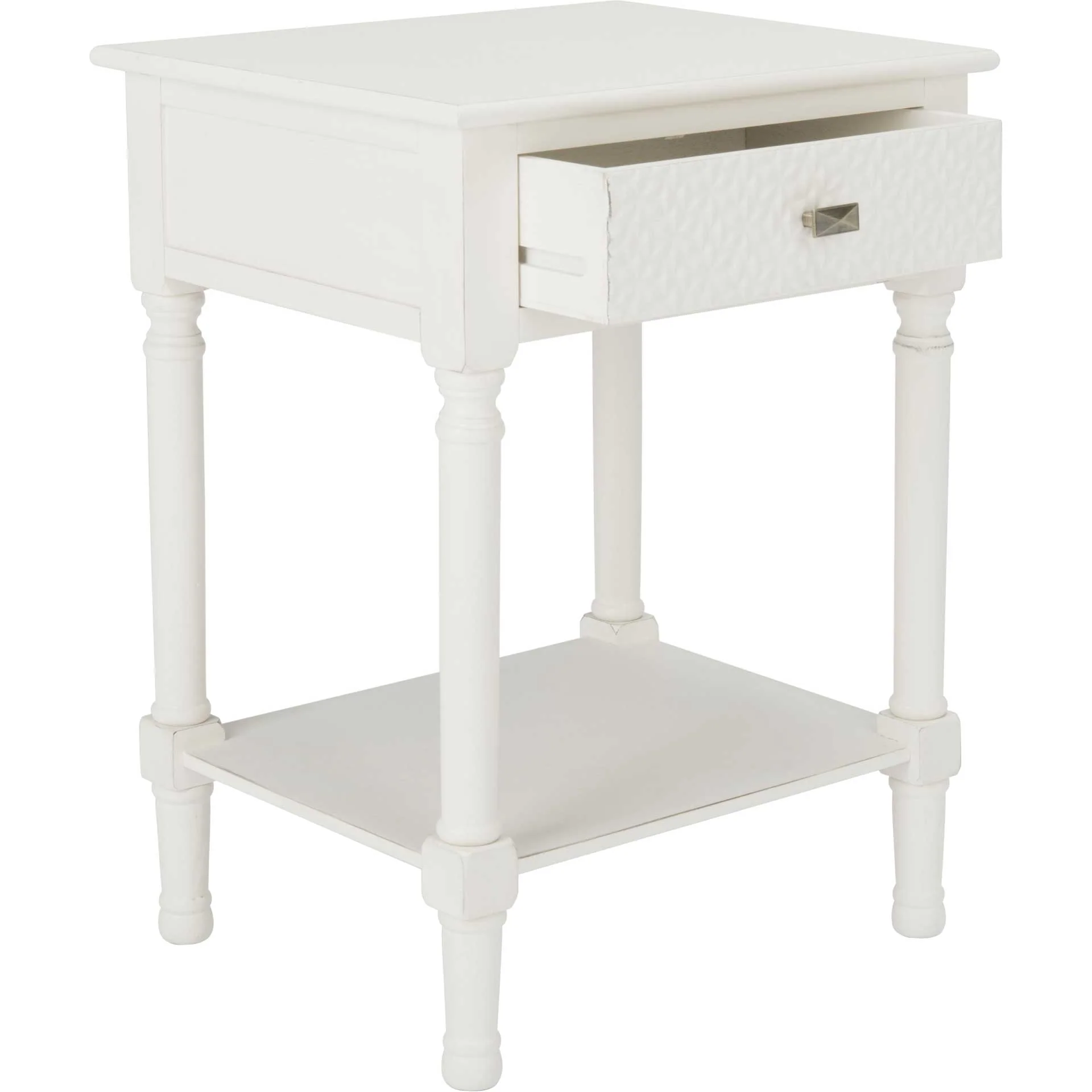 Haleigh 1 Drawer Accent Table Distressed White - Image 2