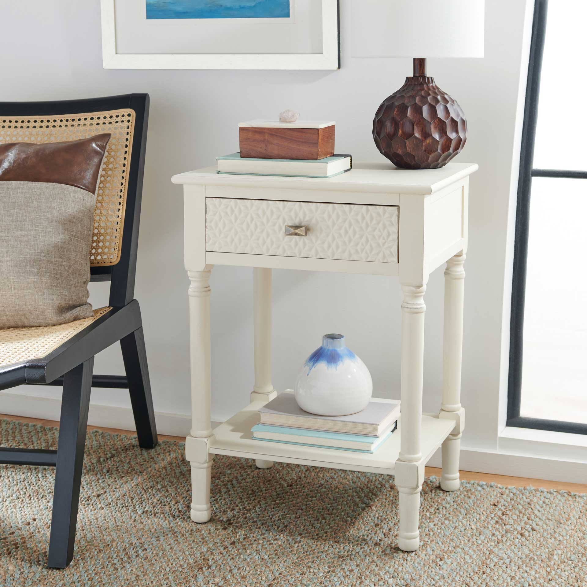 Haleigh 1 Drawer Accent Table Distressed White - Image 8