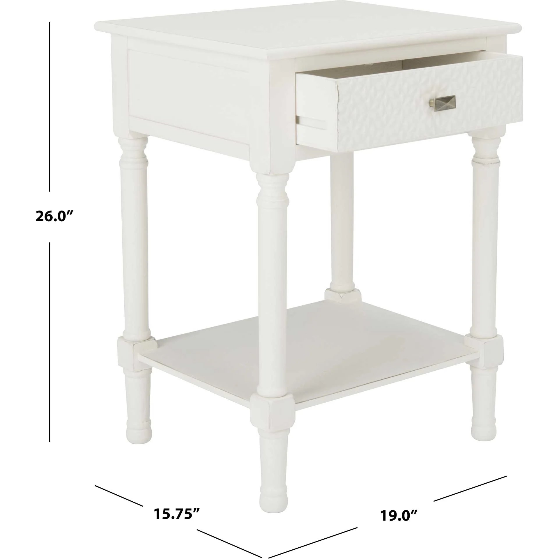 Haleigh 1 Drawer Accent Table Distressed White - Image 9