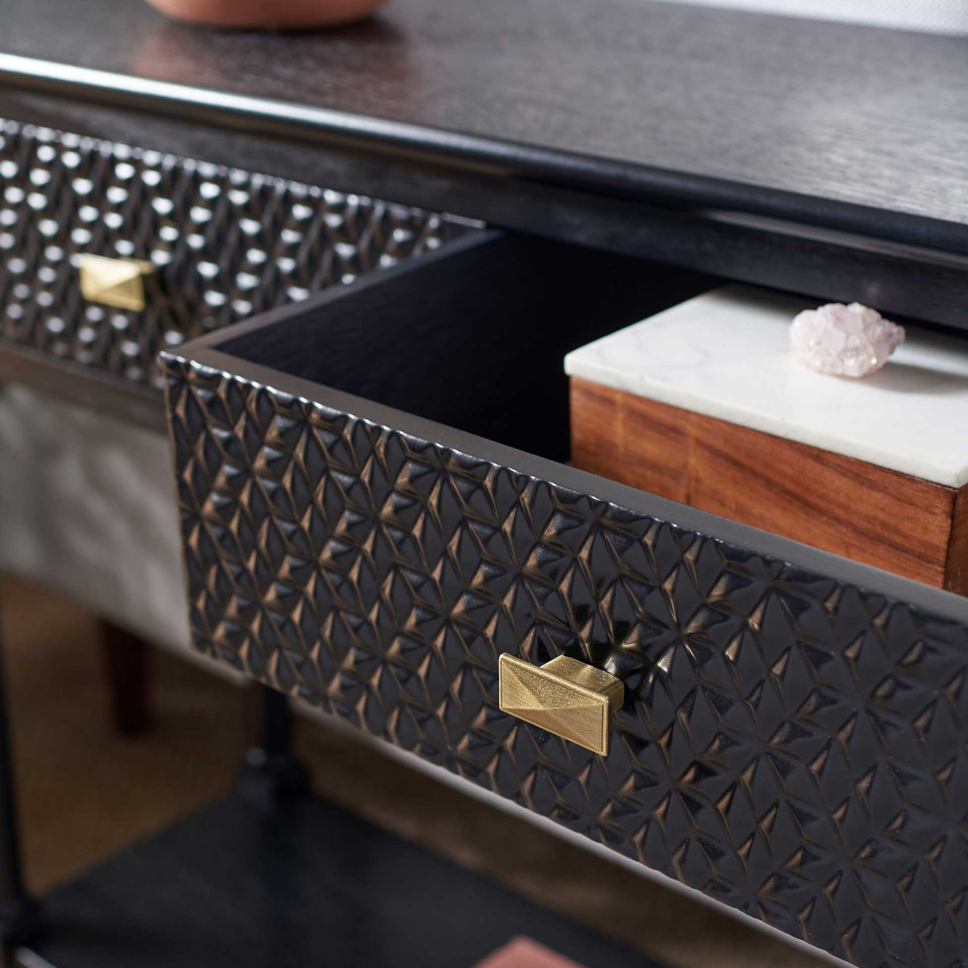 Haleigh 2 Drawer Console Table Black - Image 7