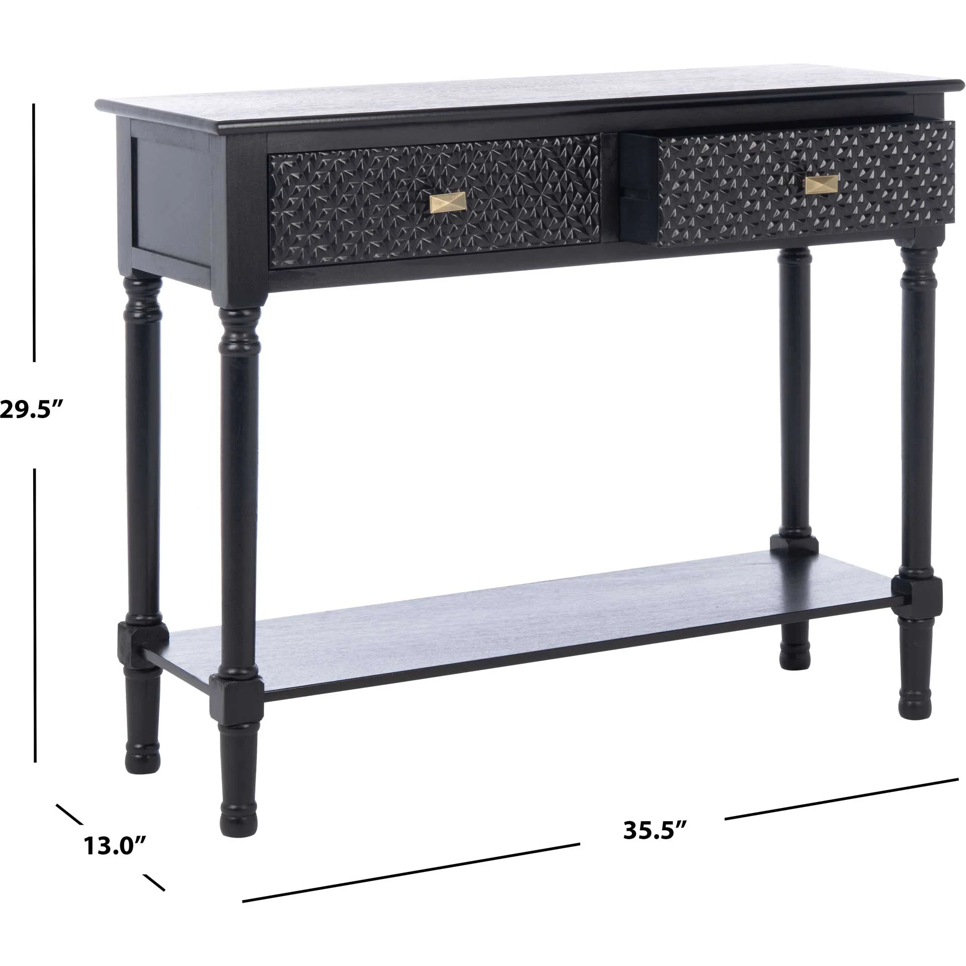 Haleigh 2 Drawer Console Table Black - Image 9