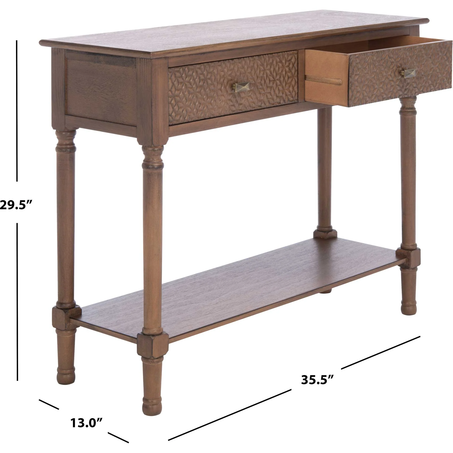 Haleigh 2 Drawer Console Table Brown - Image 10