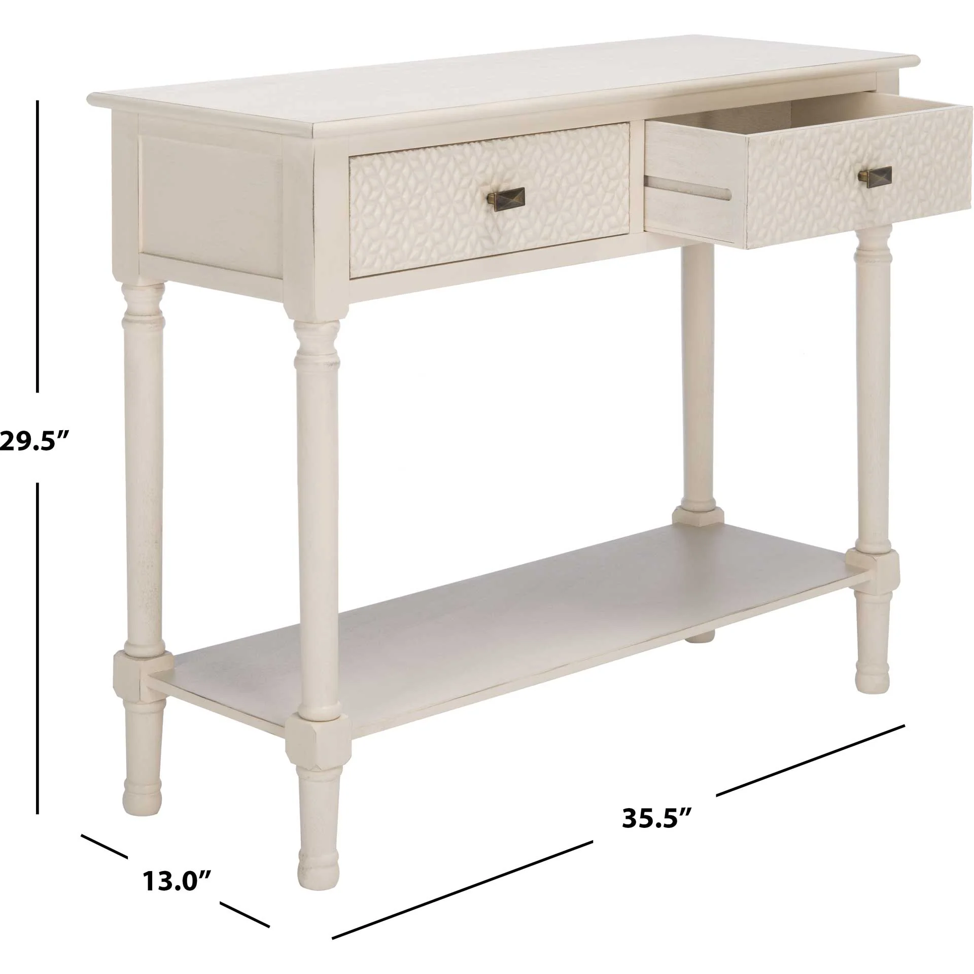 Haleigh 2 Drawer Console Table Distressed White - Image 10