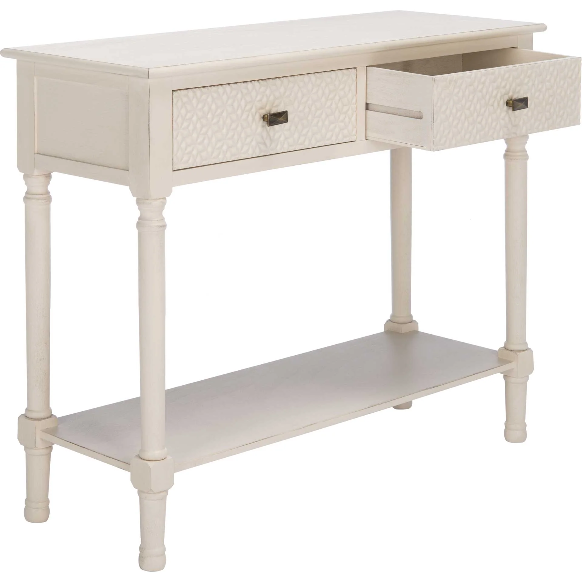 Haleigh 2 Drawer Console Table Distressed White - Image 2