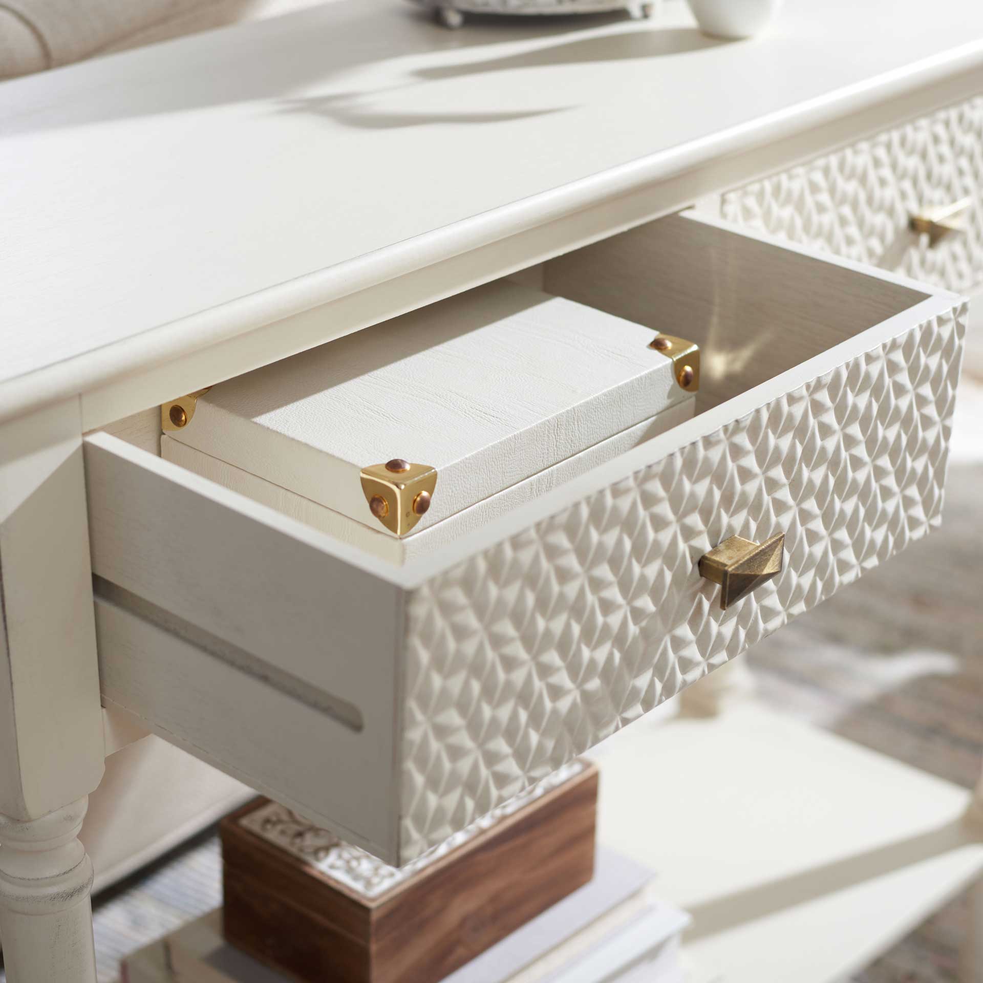Haleigh 2 Drawer Console Table Distressed White - Image 7